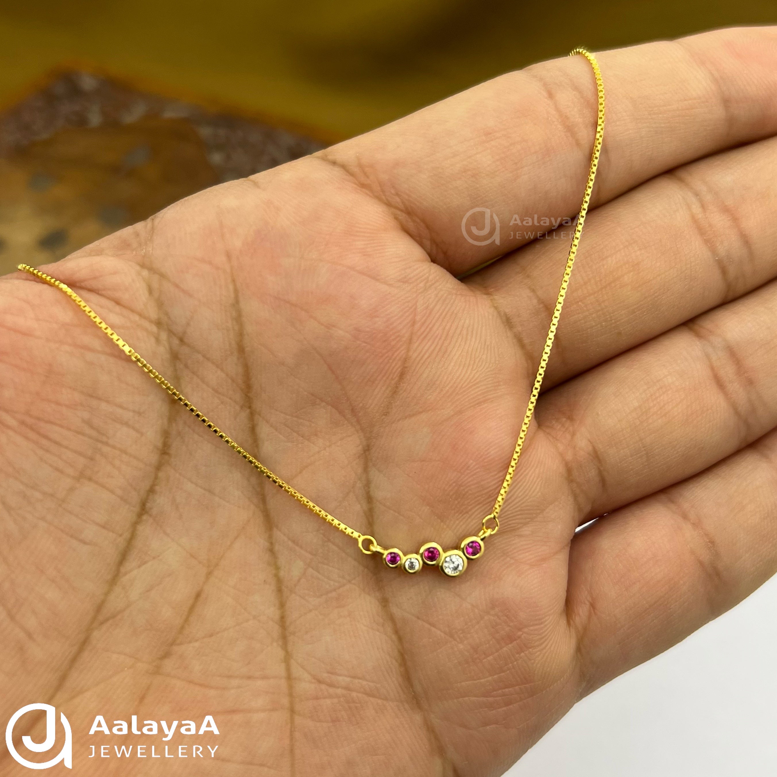 Silver GoldPlated Rosy Radiance Chain Pendant