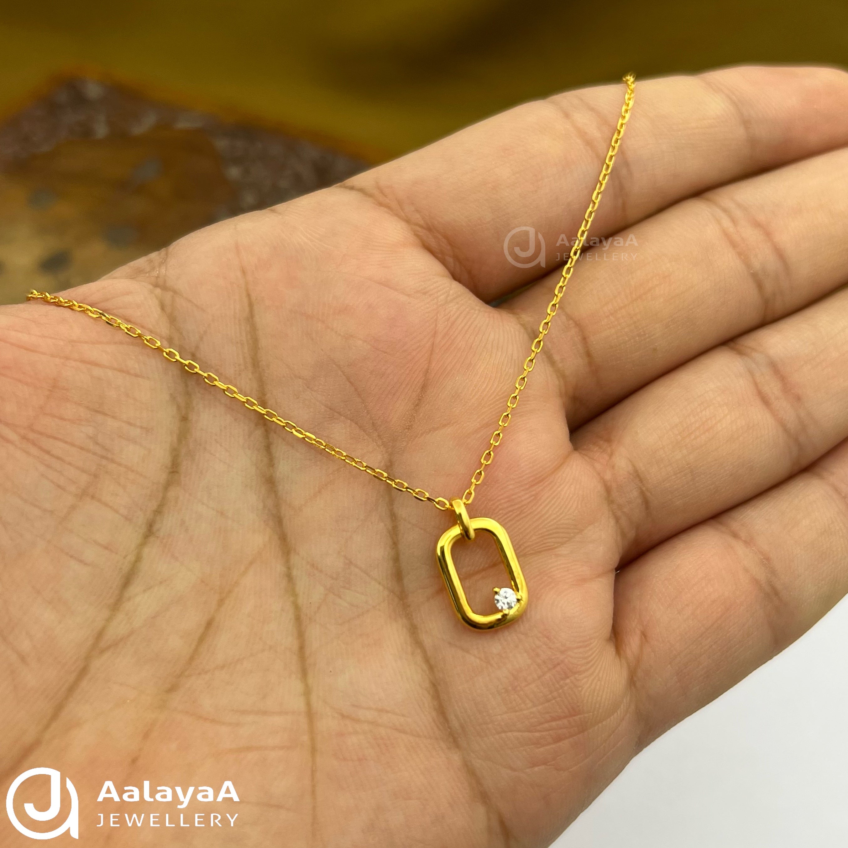 Silver GoldPlated Elara Rectangle Pendant