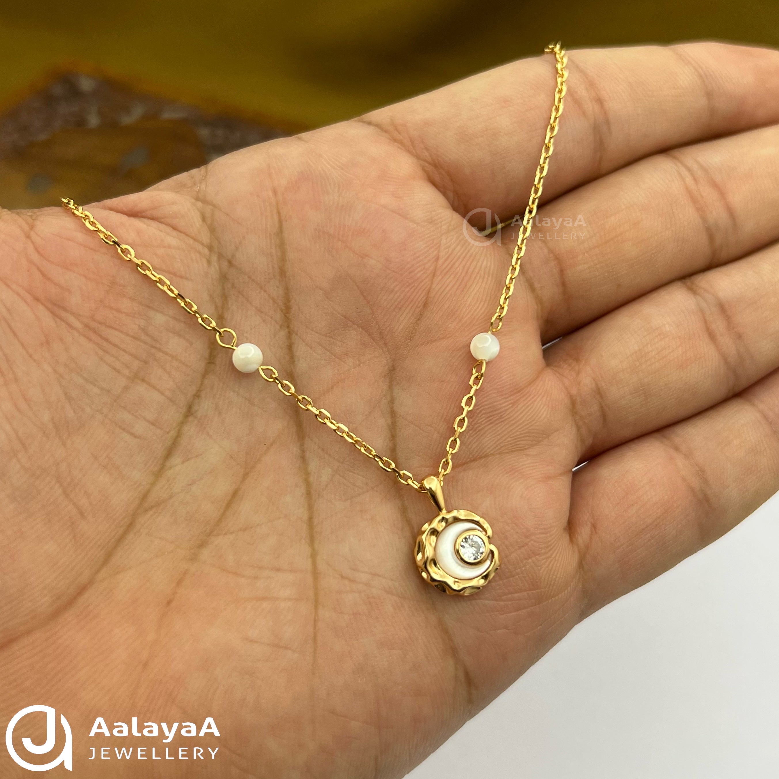Silver GoldPlated Pearl Swirl Chain Pendant