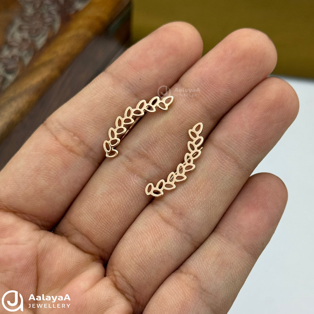 Silver Rose Gold Liva Leaf Ear Cuff
