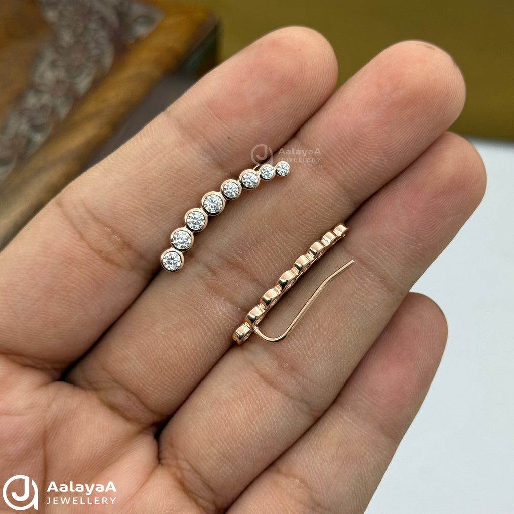 Silver Rose Gold Nova Line Ear Cuff