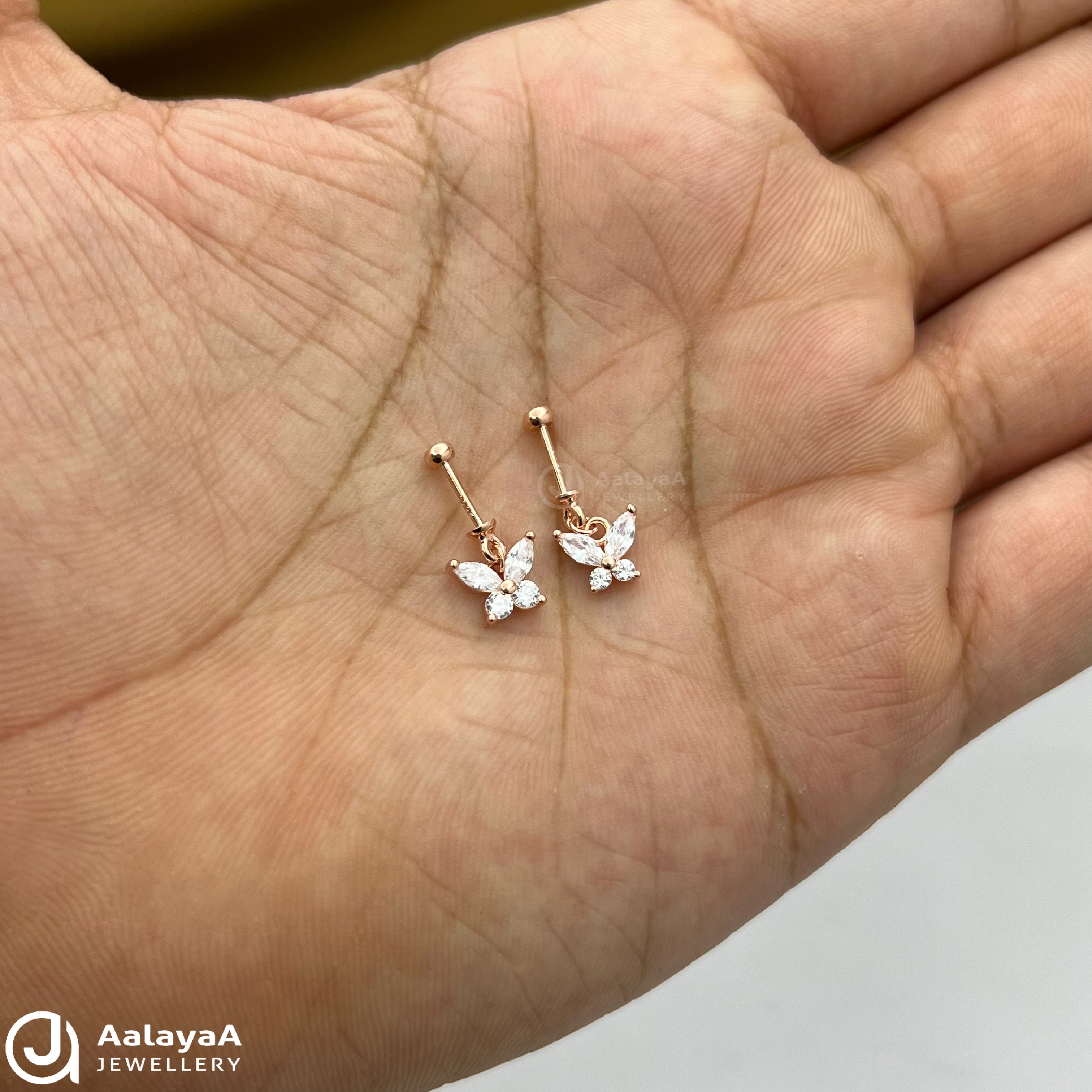 Silver Rose Gold Wing Sparkle Baguette