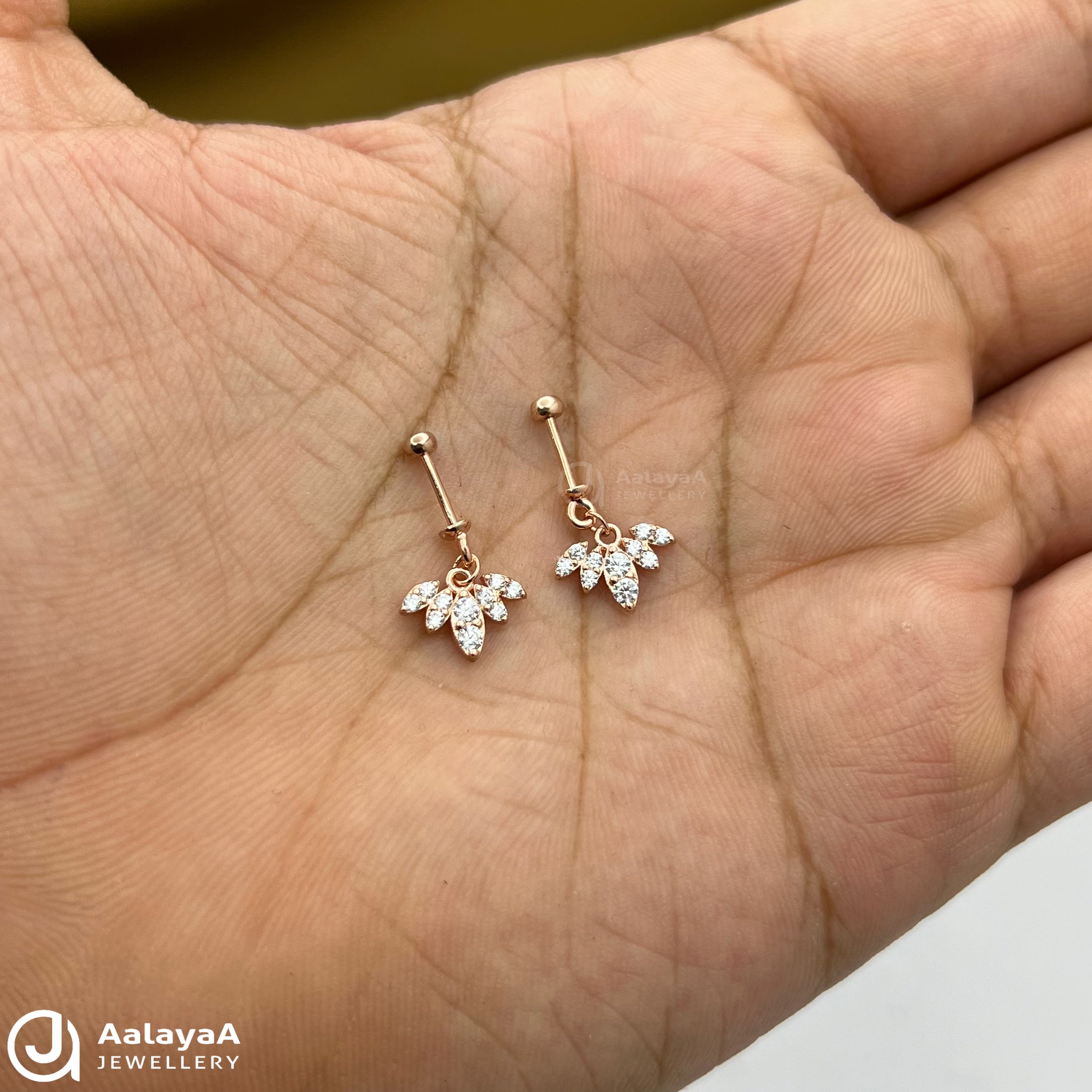 Silver Rose Gold Blush Ivy Cluster Baguette