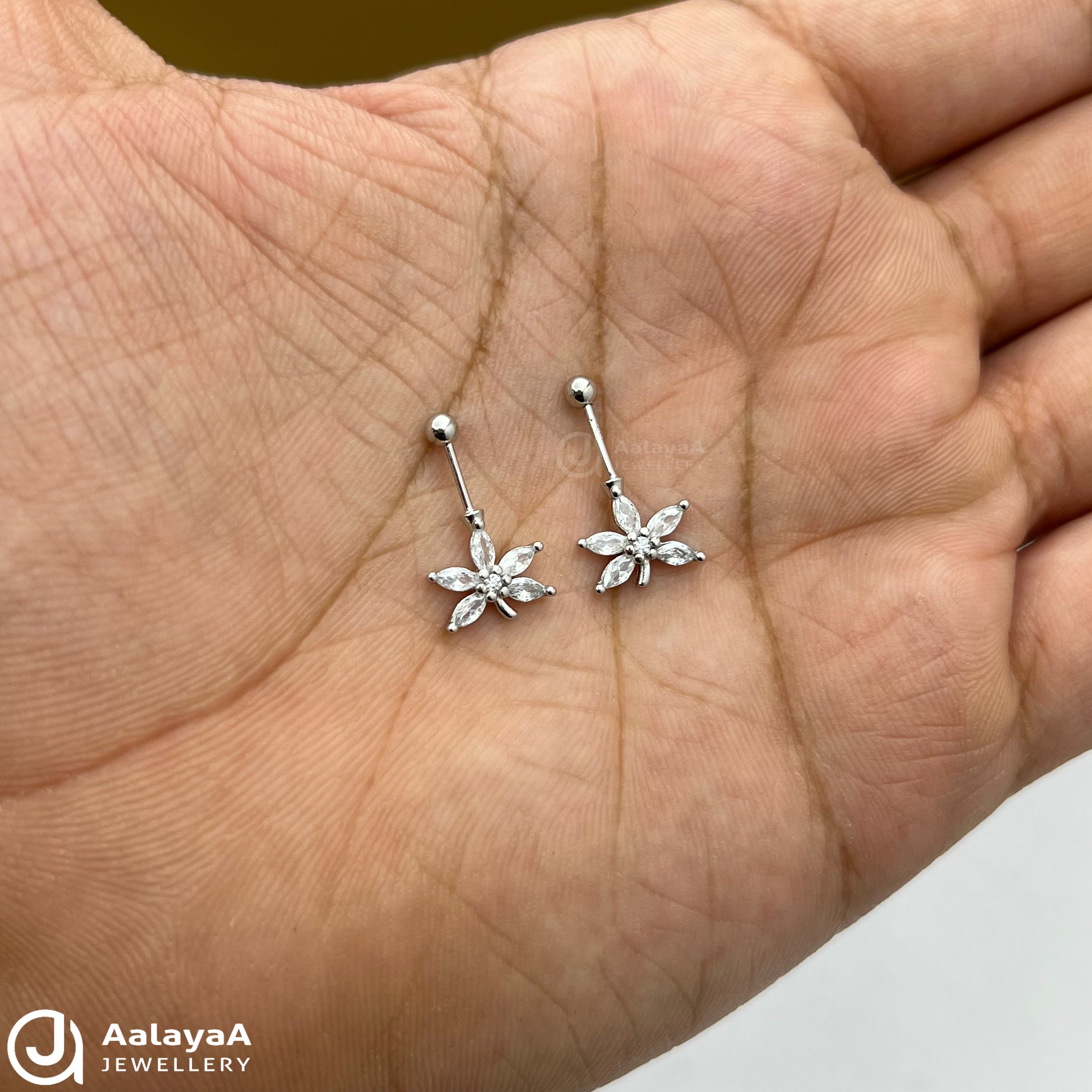 Silver Rose Semi Blossom Baguette