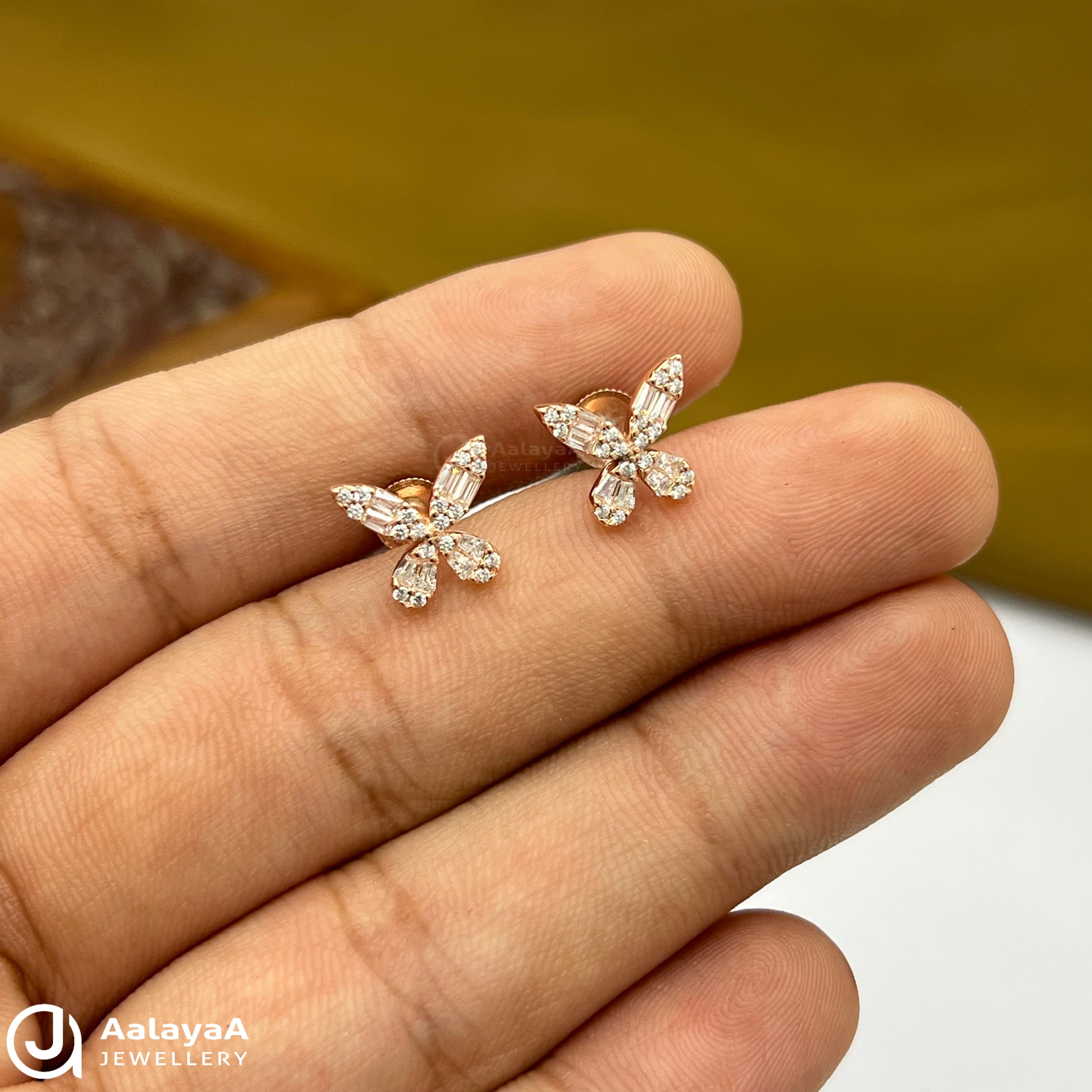 Silver Rose Gold Fluffy Flutter Earings