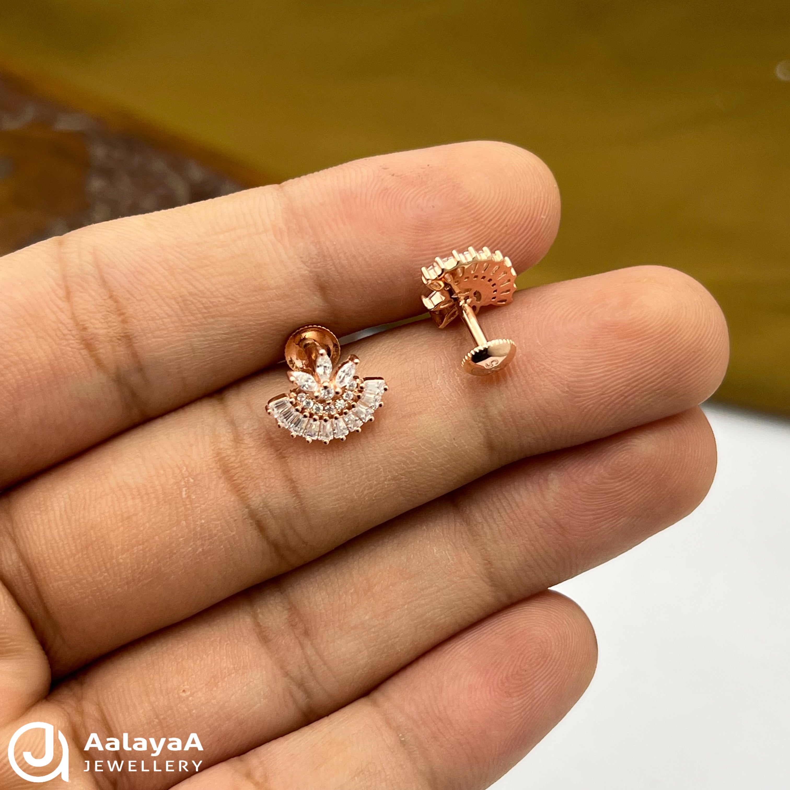 Silver Rose Gold Half Flower Earrings