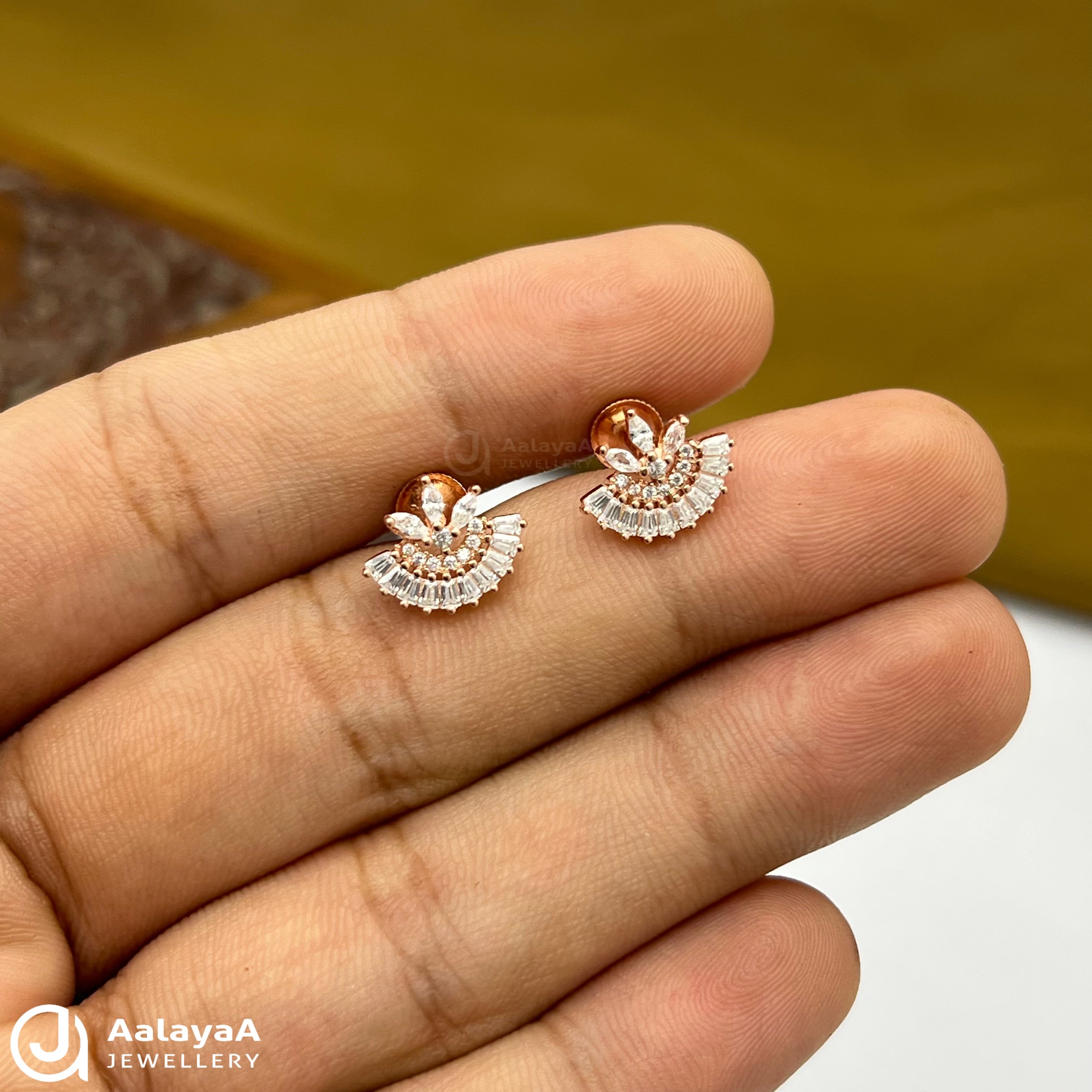 Silver Rose Gold Half Flower Earrings