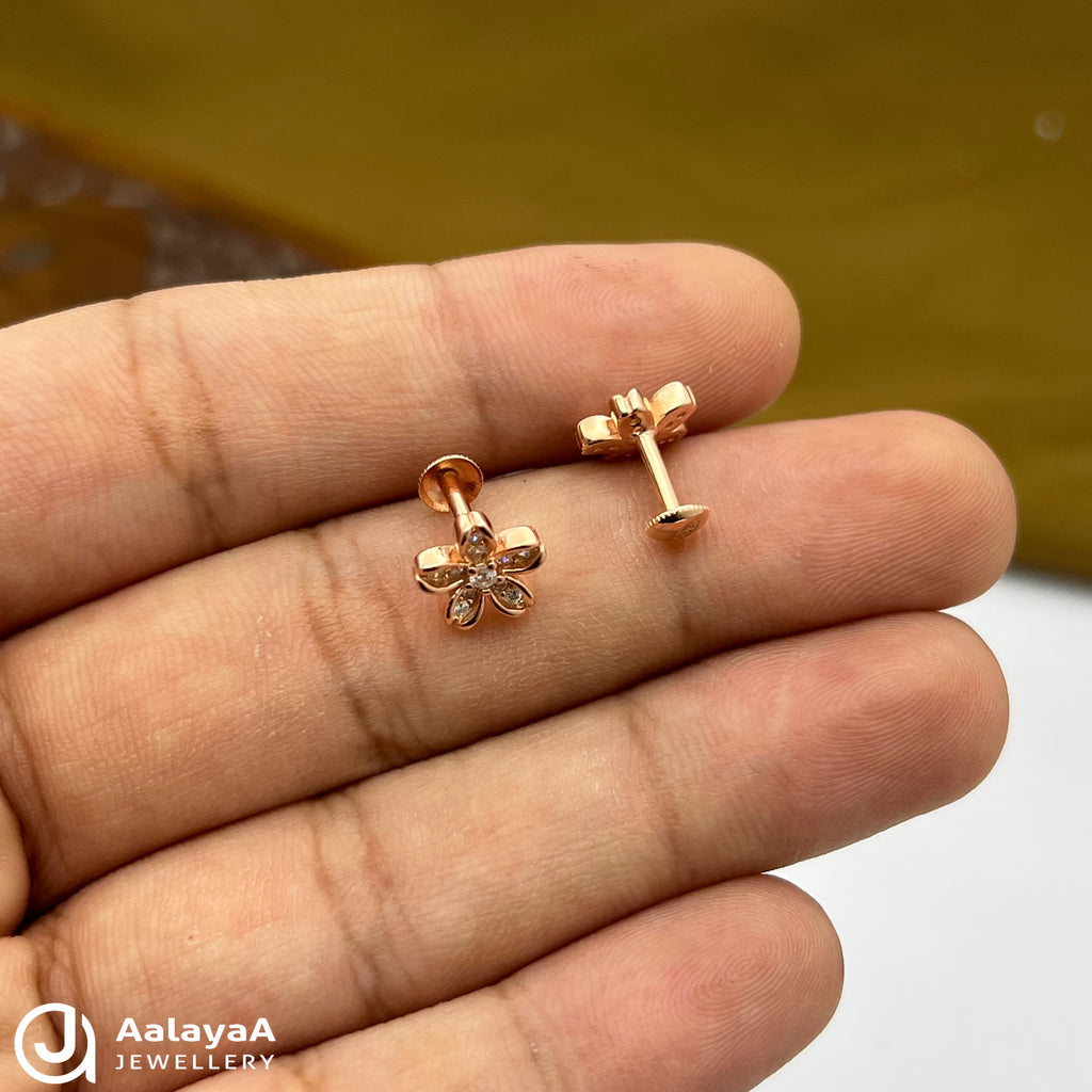 Silver Rose Gold Blush Rose Earings