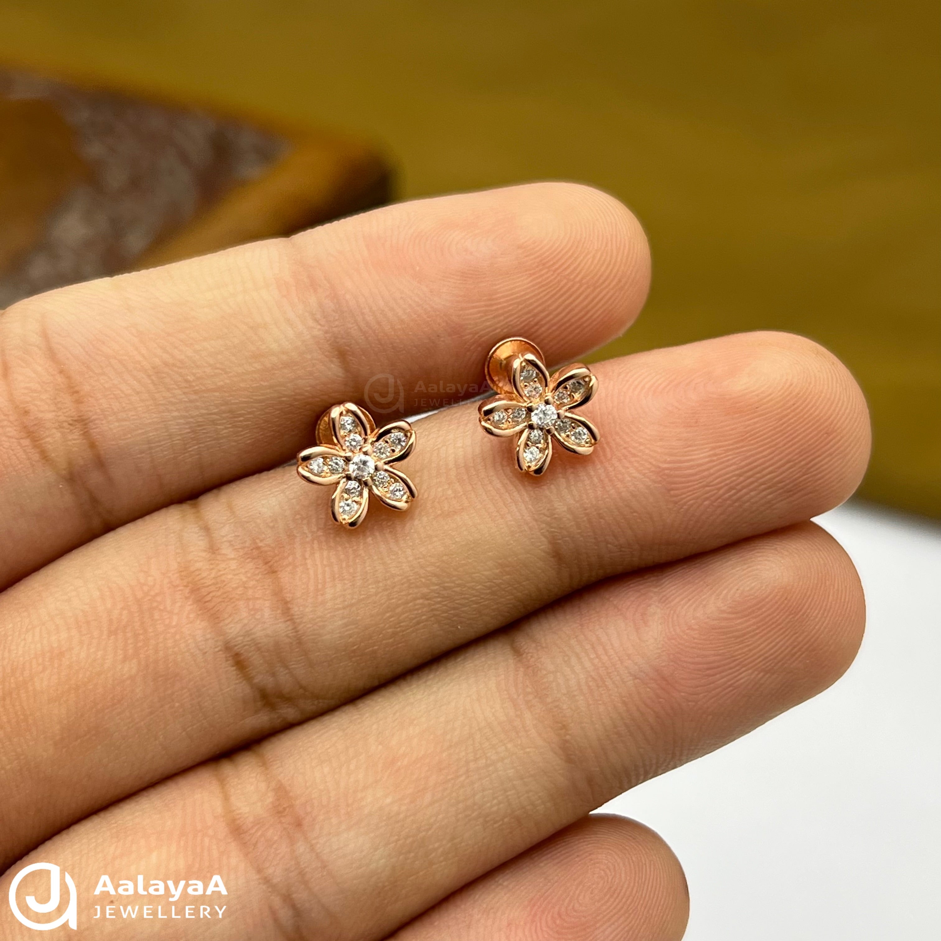 Silver Rose Gold Blush Rose Earings