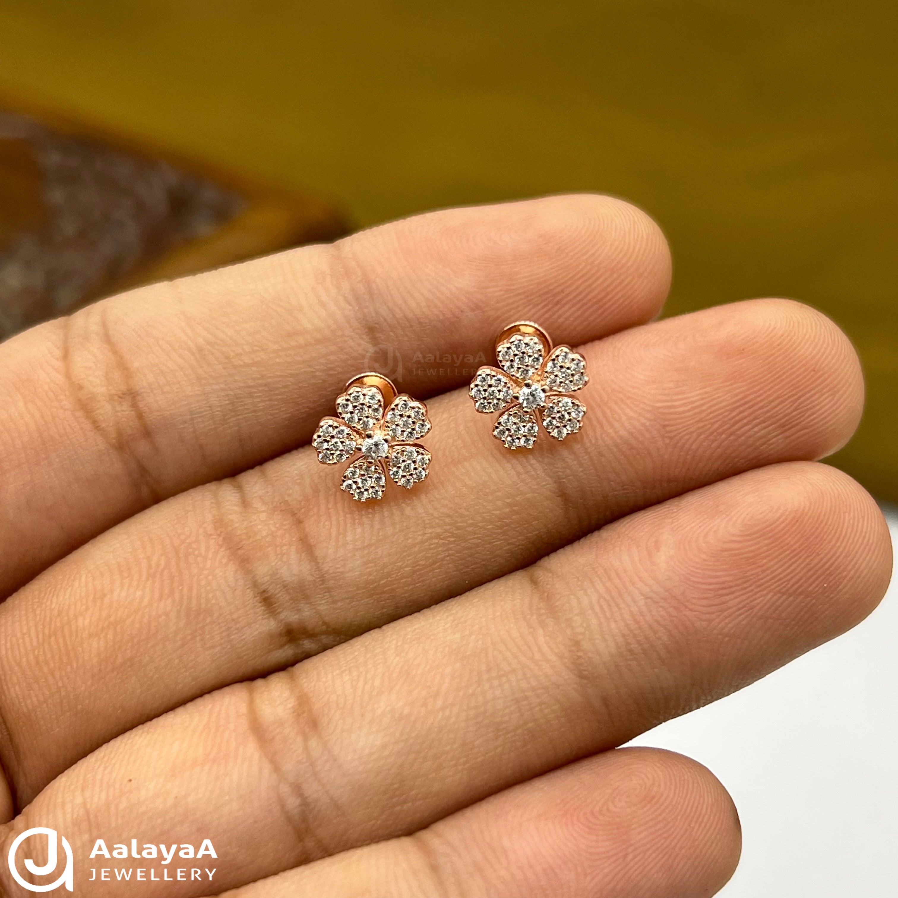 Silver Rose Gold White Jasmine Earings