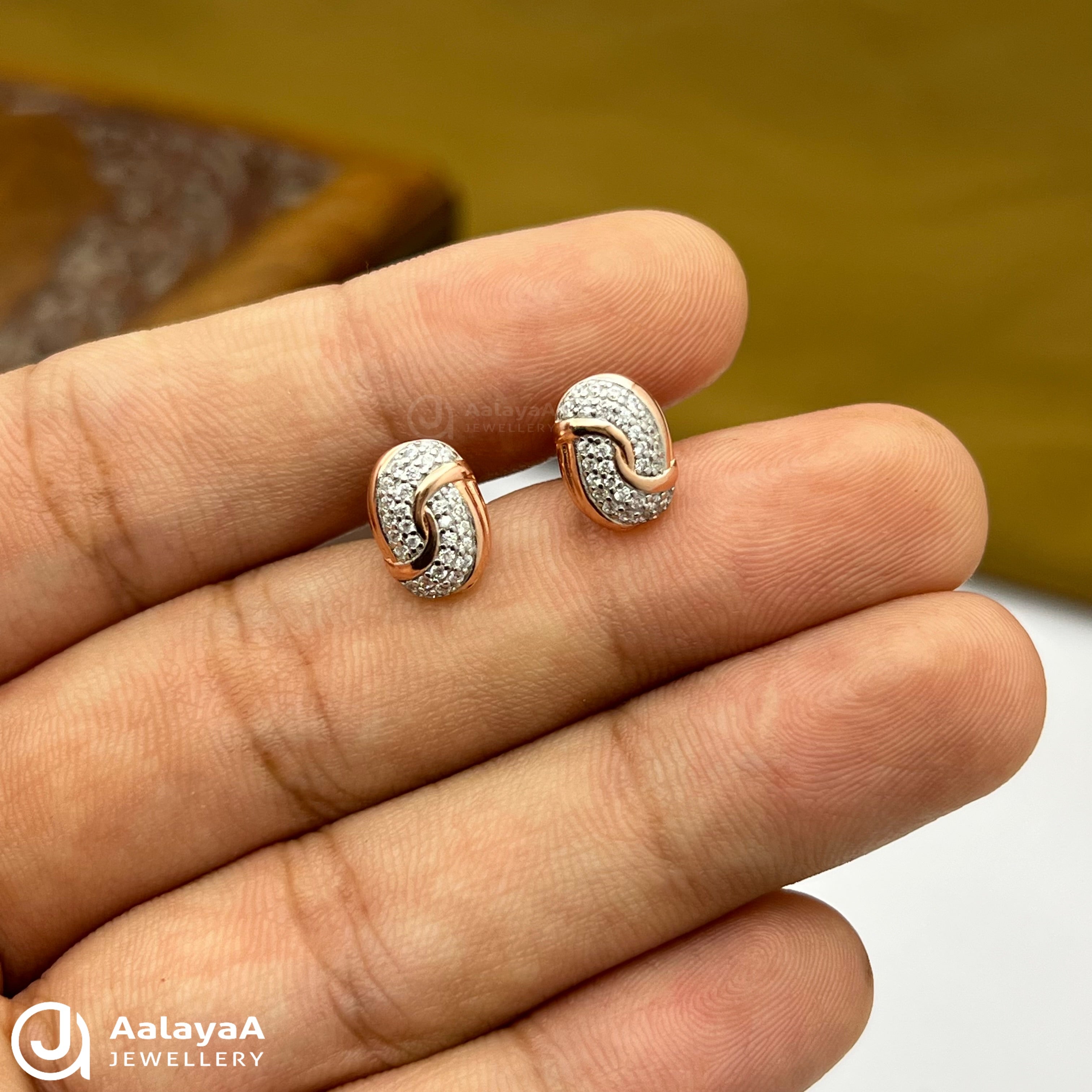 Silver Rose Gold Oval Link Earrings