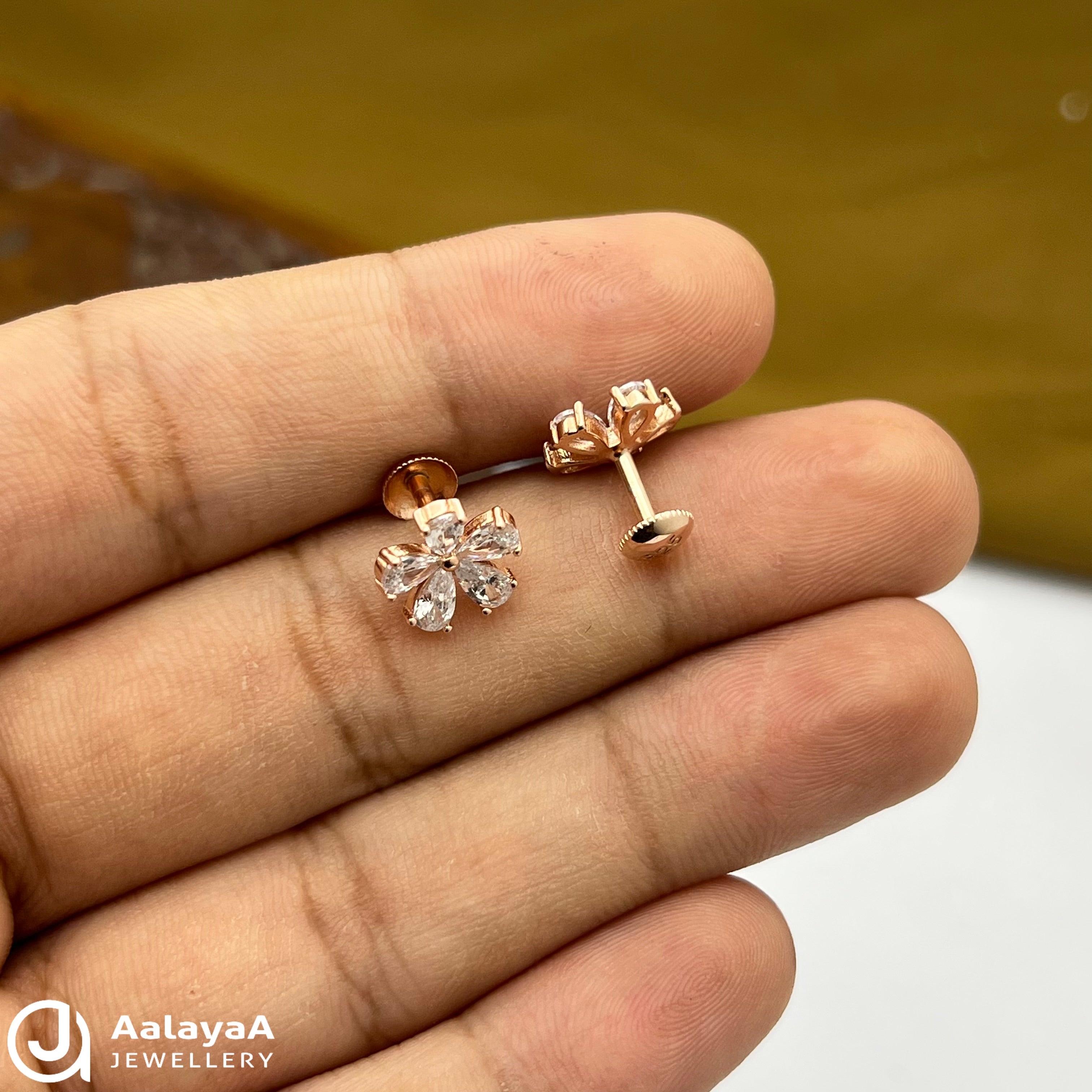 Silver Rose Gold White Lily Petals Earings