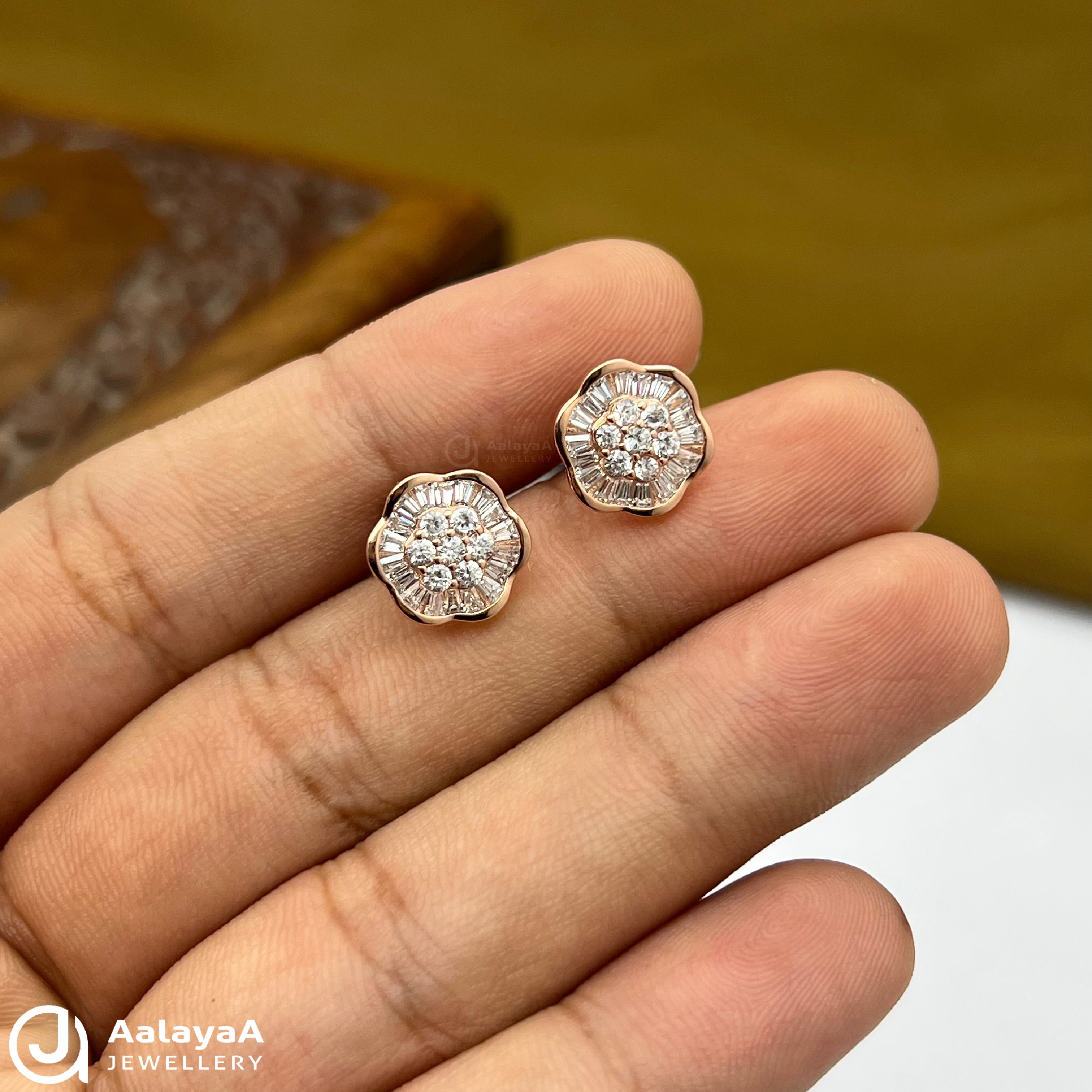 Silver Rose Gold Ice Blossom Earrings