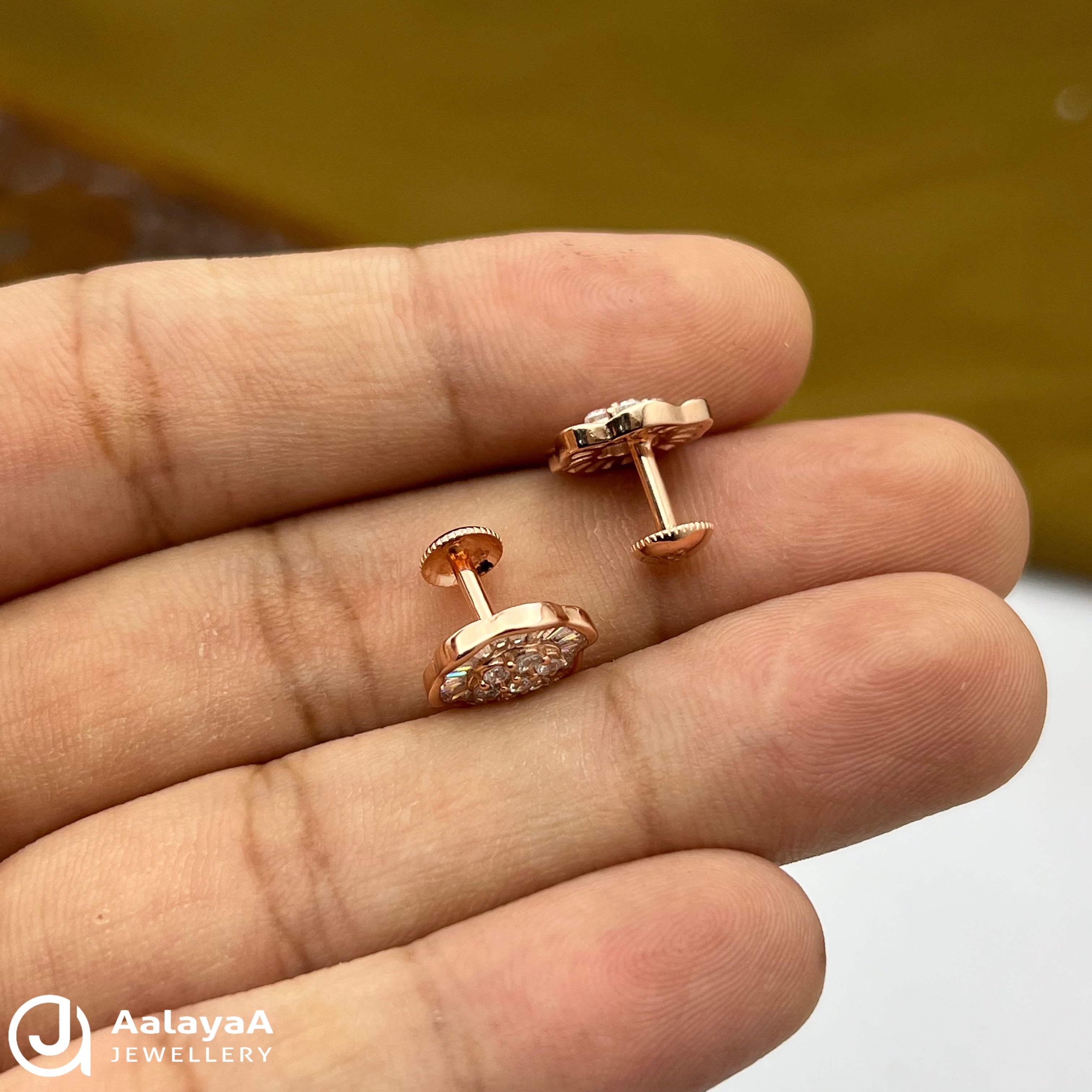 Silver Rose Gold Ice Blossom Earrings