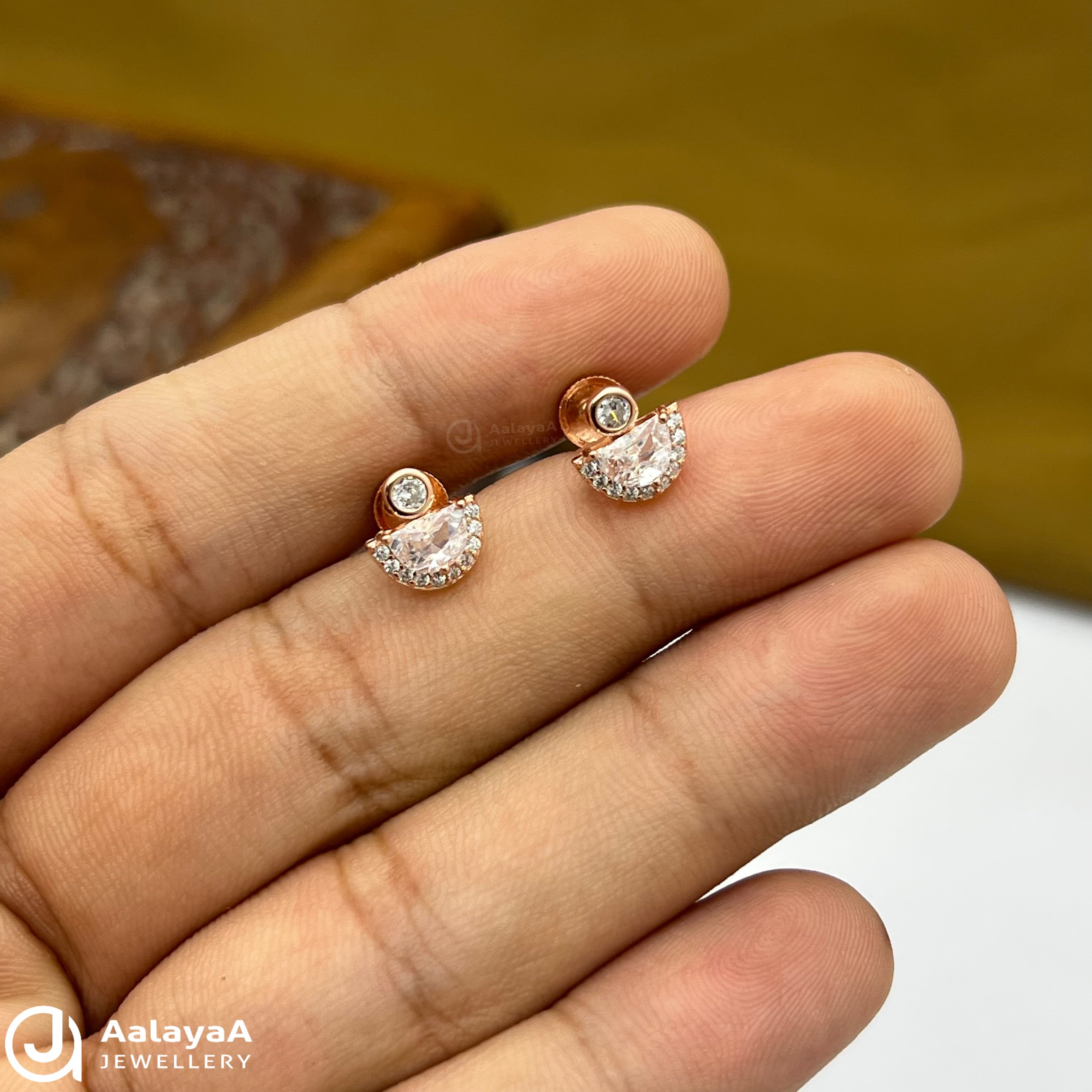 Silver Rose Gold Duo Crystal Earings