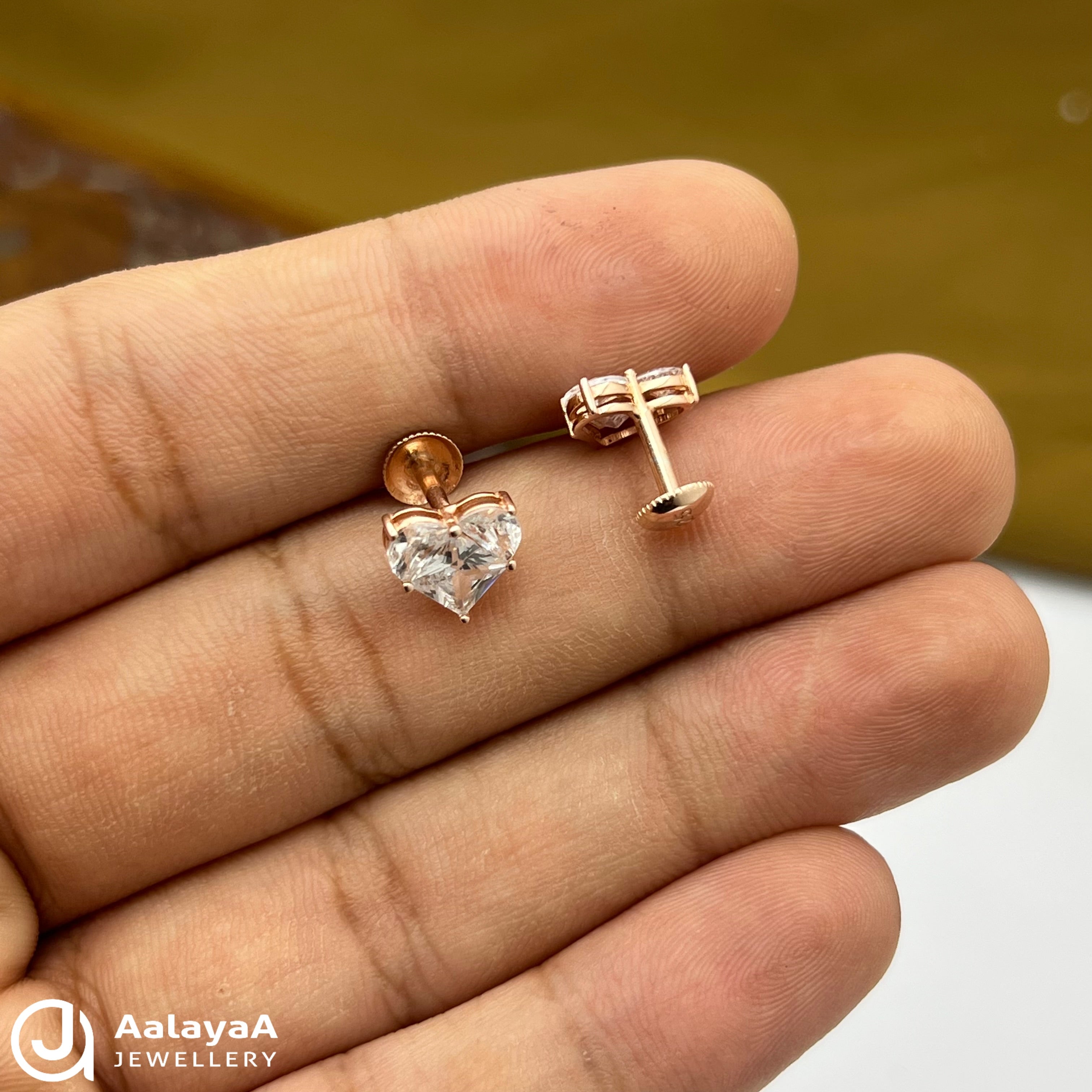 Silver Rose Gold Heart Glow Earrings