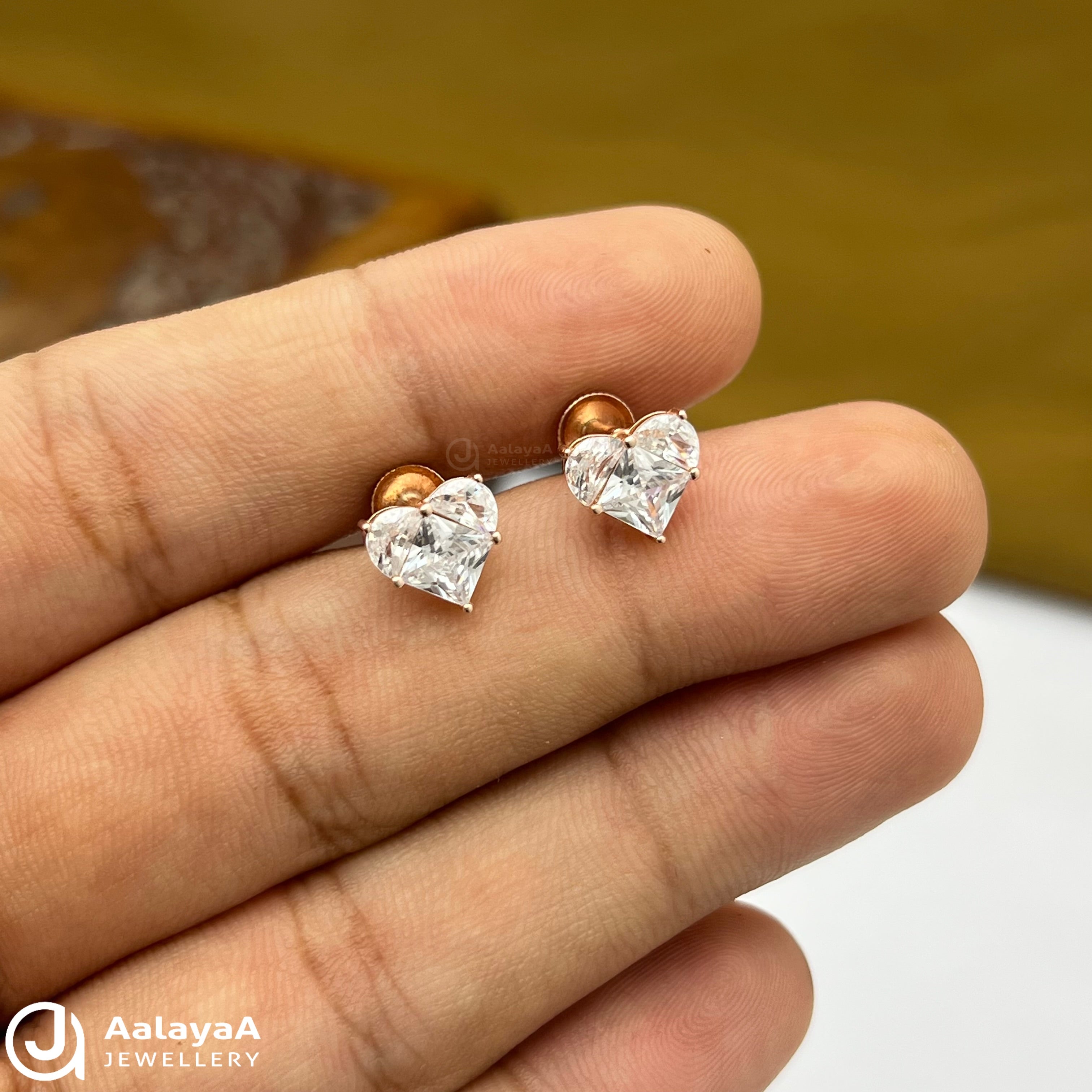 Silver Rose Gold Heart Glow Earrings