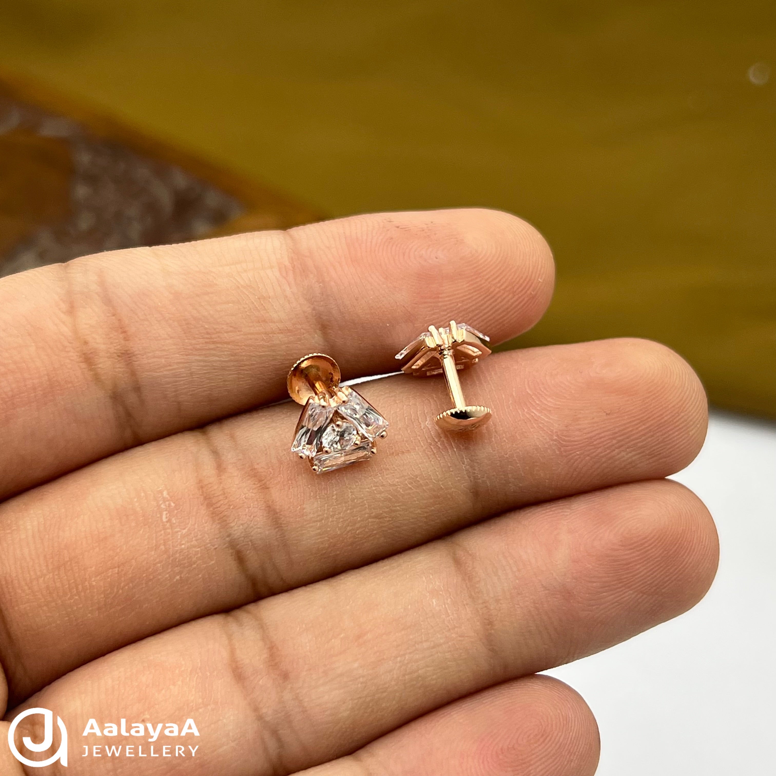 Silver Rose Gold Triangle Glow Earrings