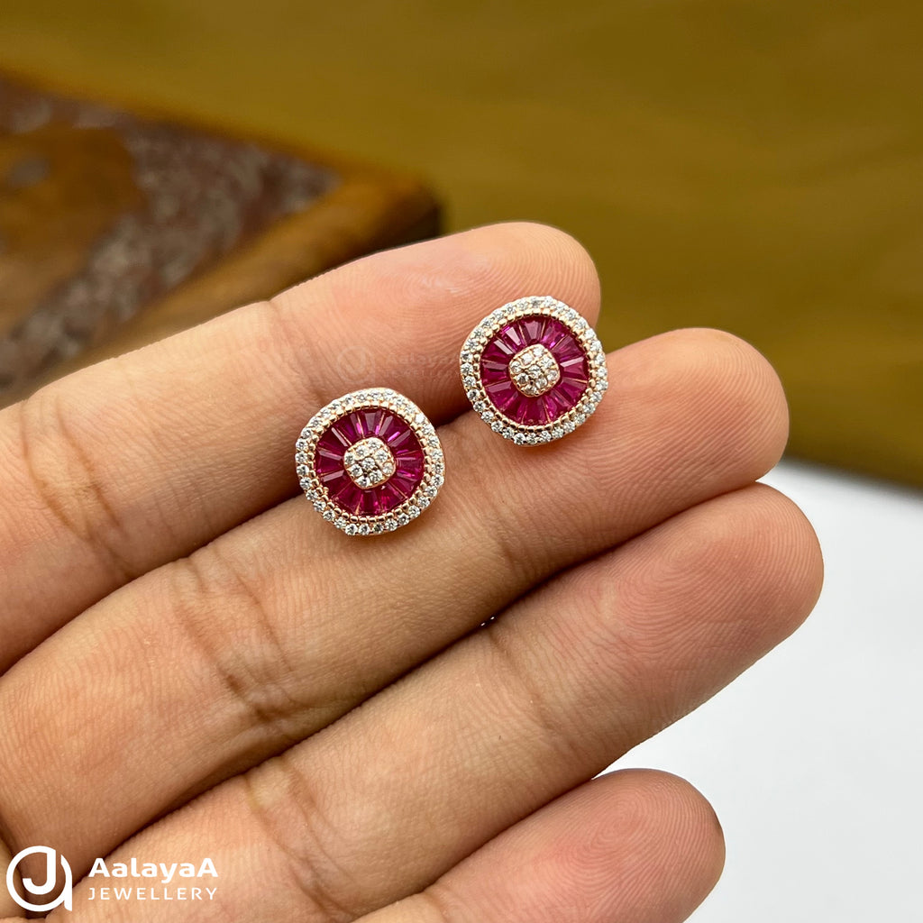 Silver Rose Gold Pink Blossom Earrings
