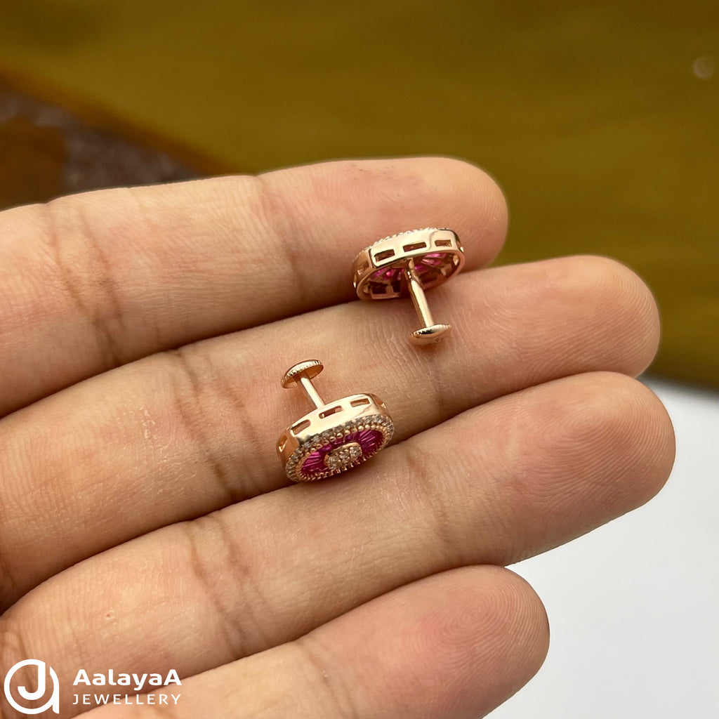 Silver Rose Gold Pink Blossom Earrings