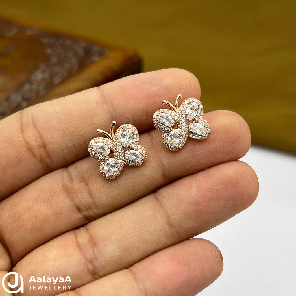 Silver Rose Gold Winged Grace Earings