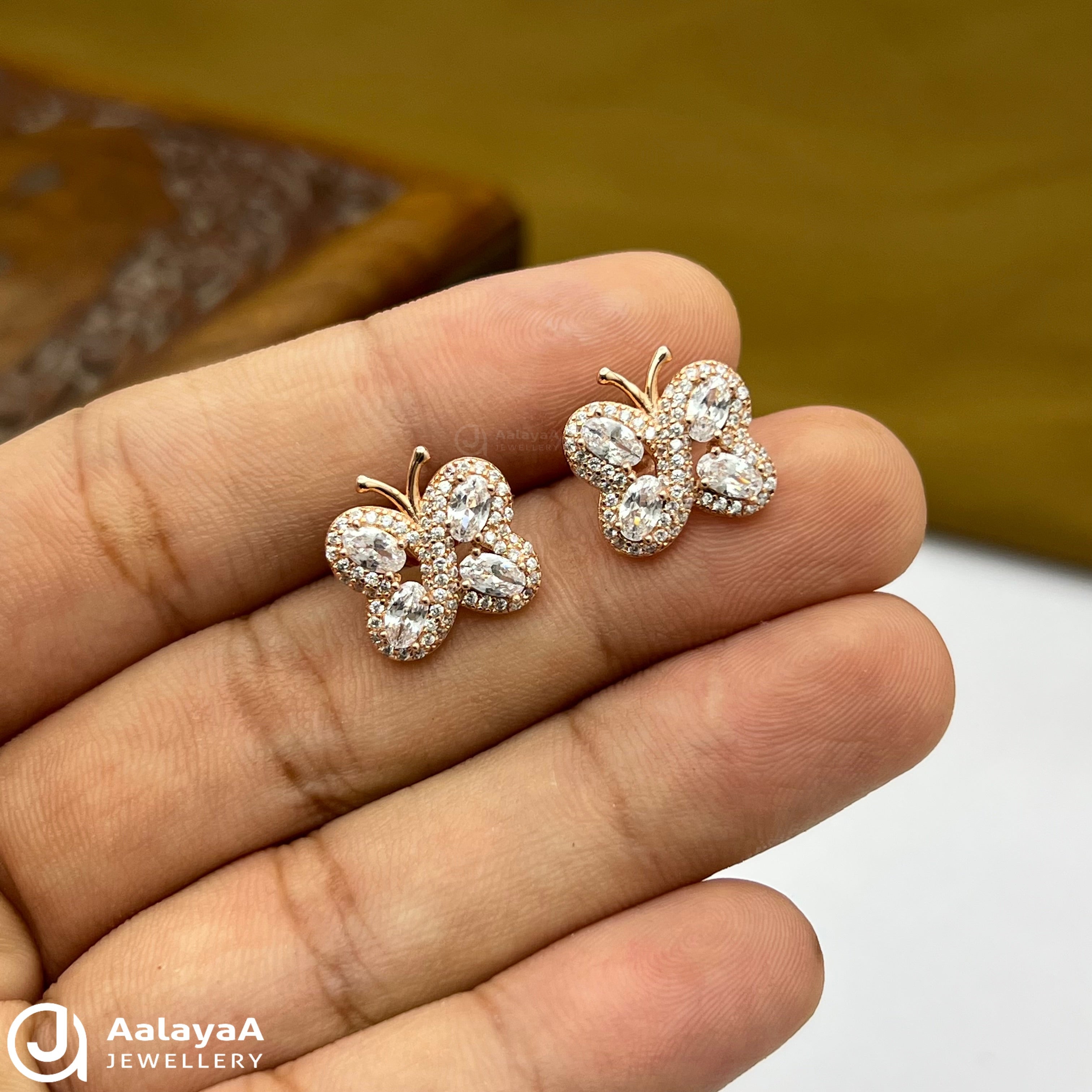 Silver Rose Gold Winged Grace Earings
