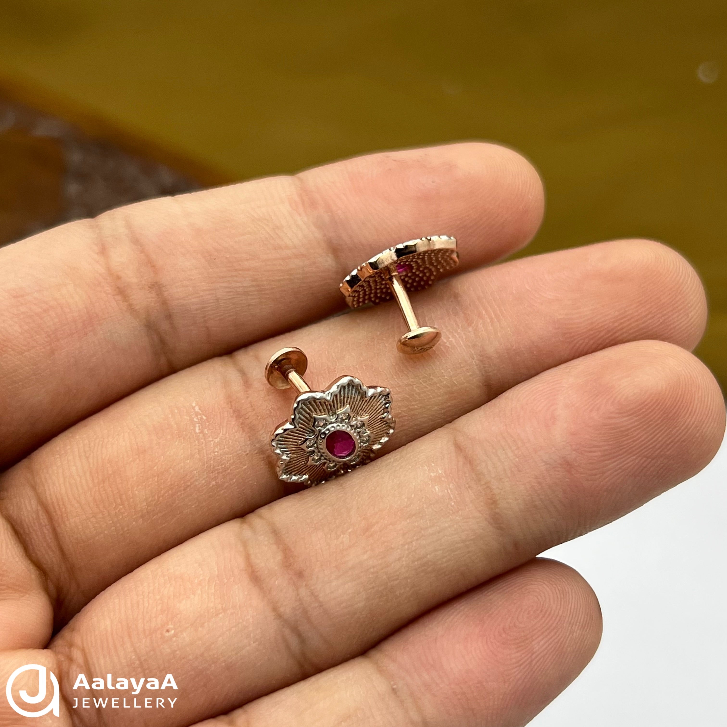 Silver Rose Gold Pink Petal Grace Earings
