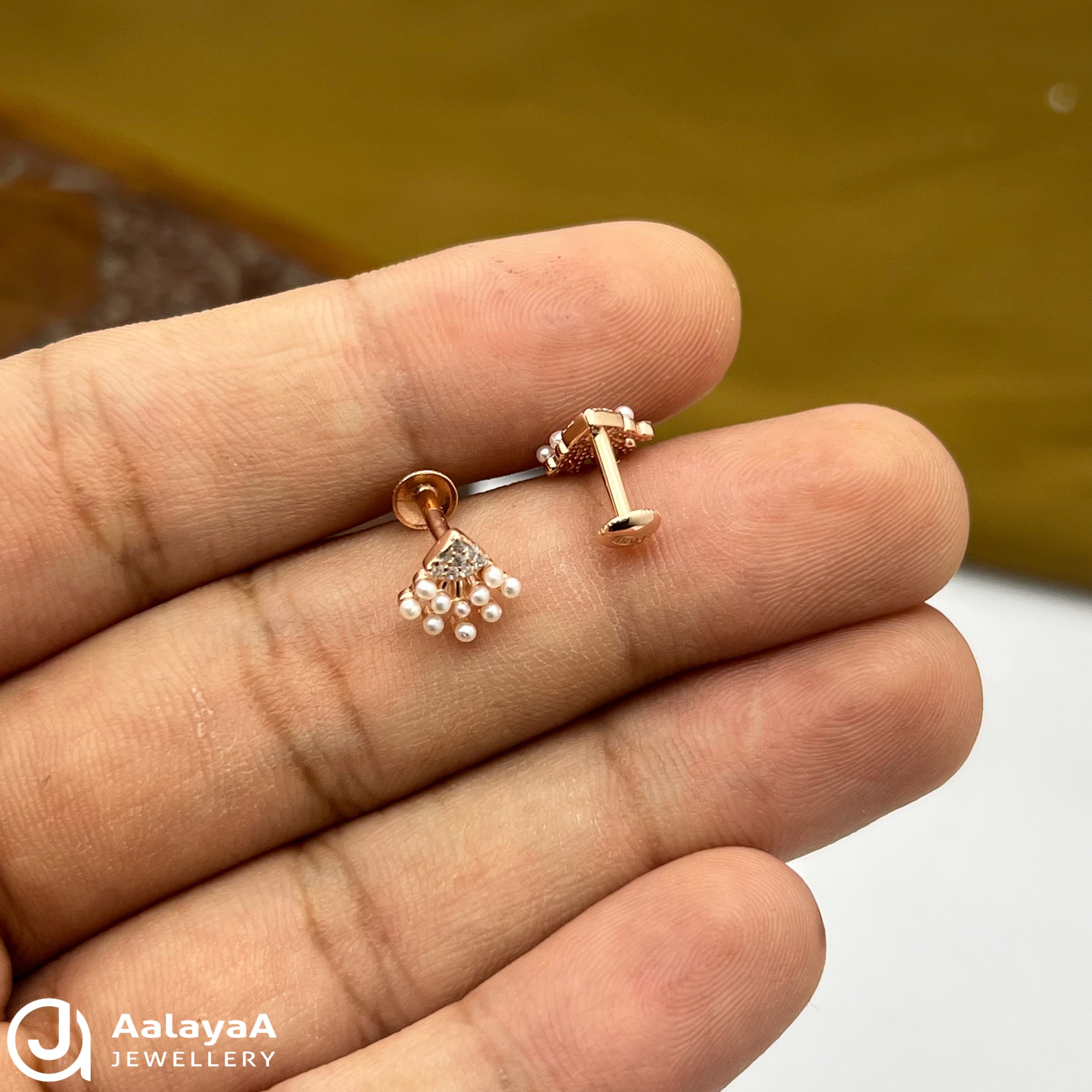 Silver Rose Gold Pearl Drop Earings