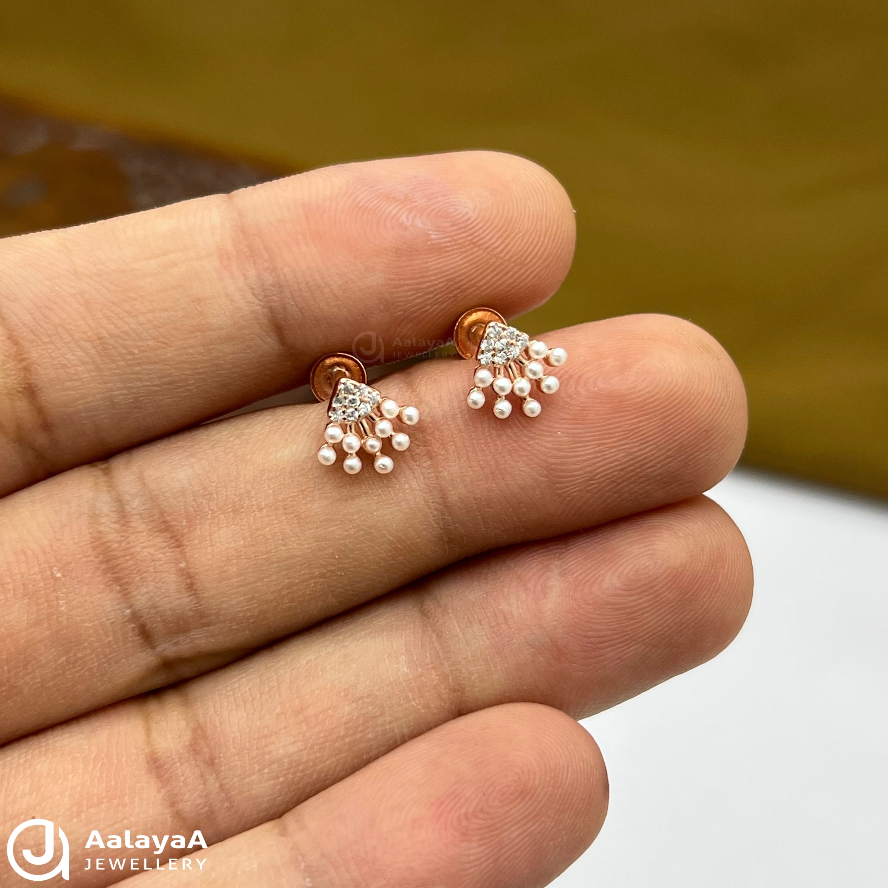 Silver Rose Gold Pearl Drop Earings