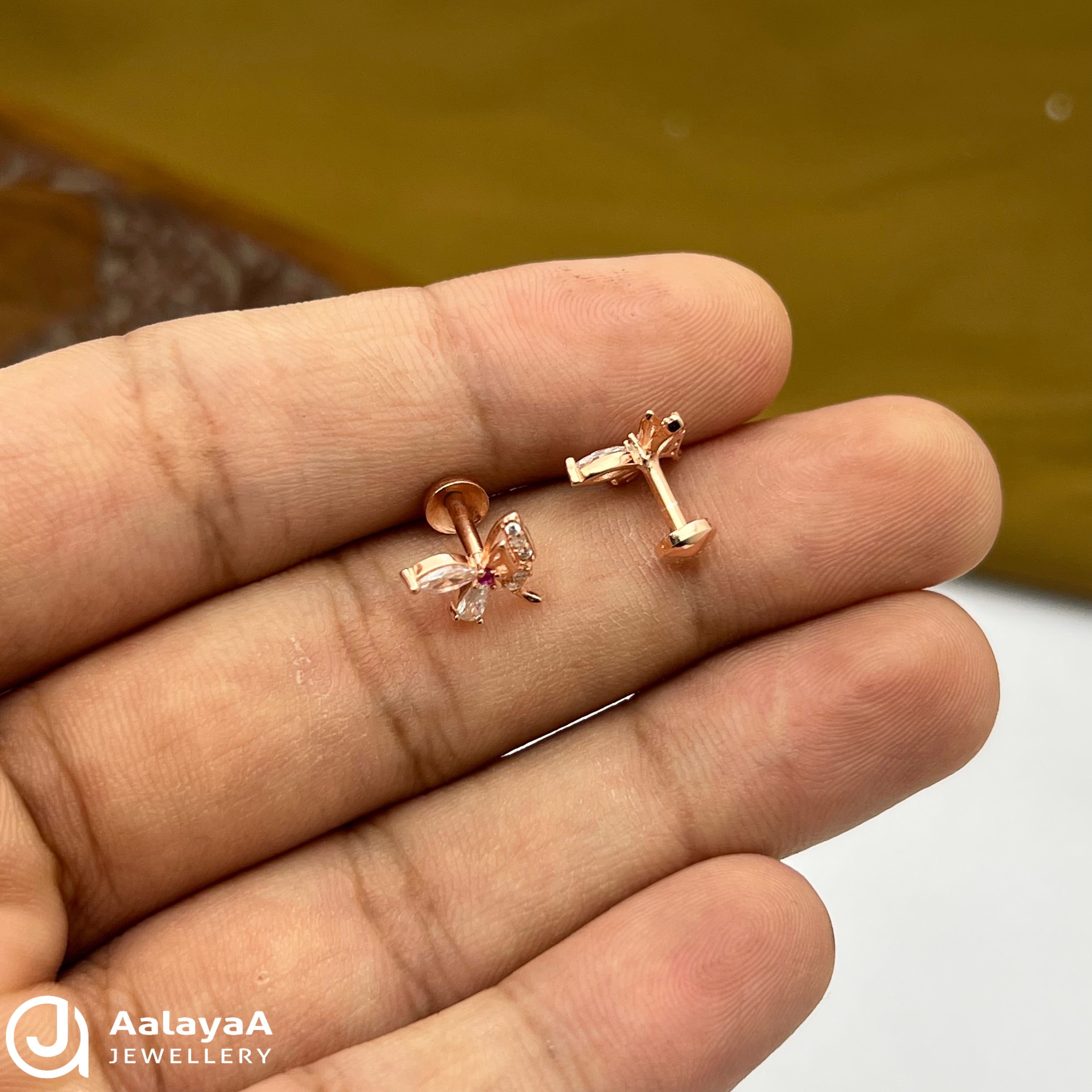 Silver Rose Gold Blush Butterfly Earings