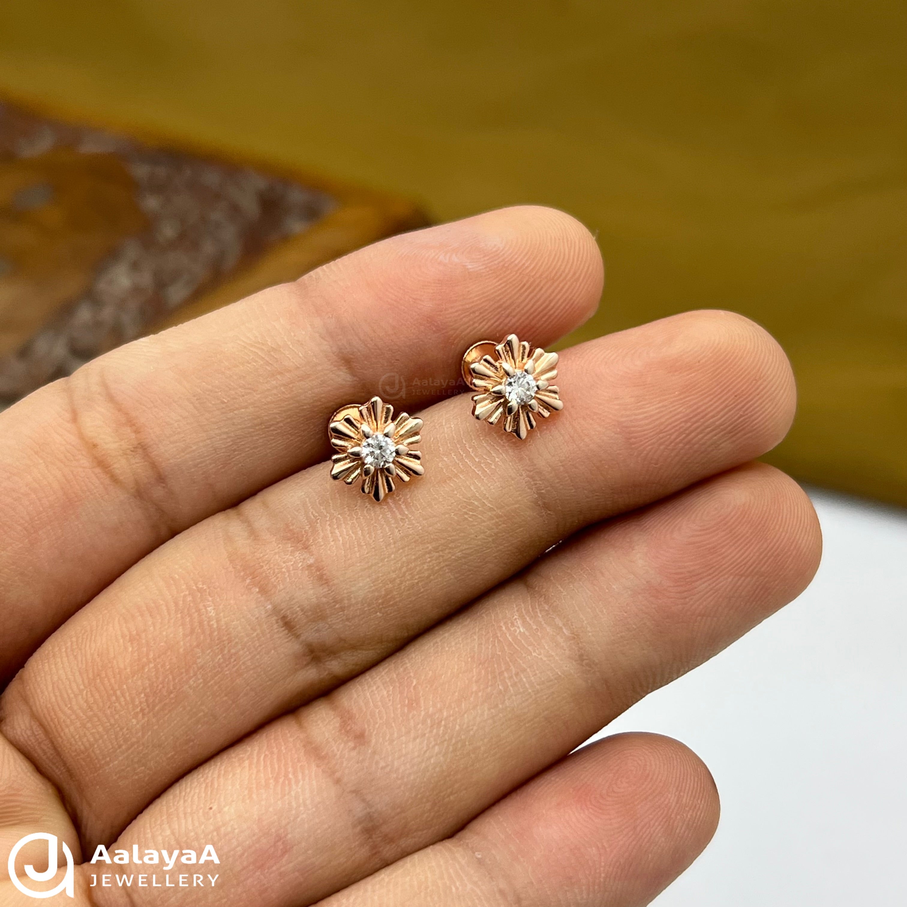 Silver Rose Gold Sunflower Earings