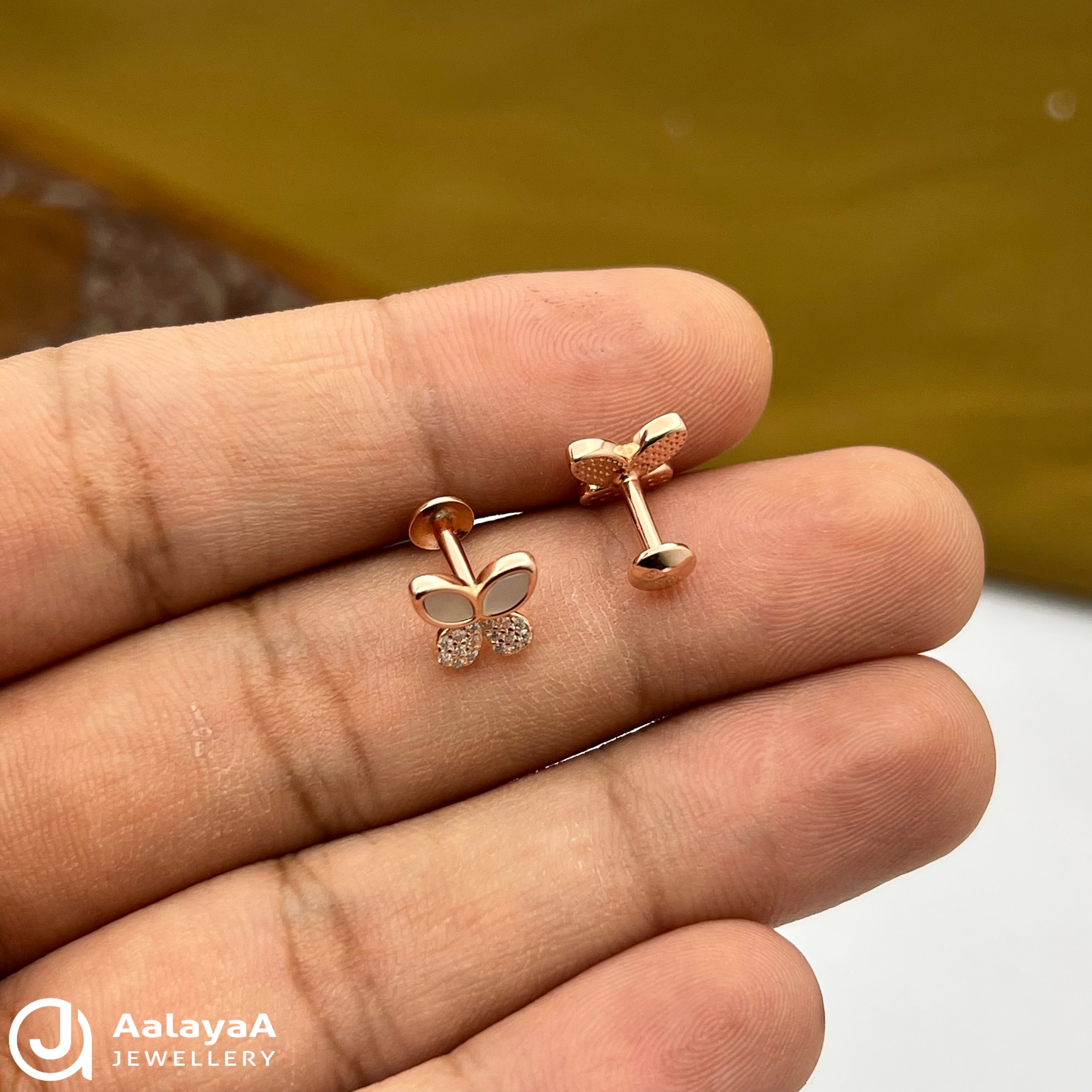Silver Rose Gold Floral Flutter Earings