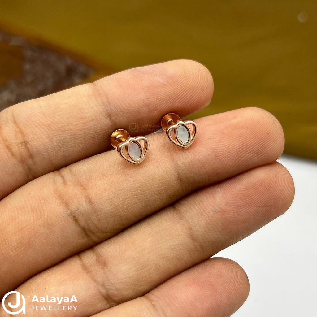 Silver Rose Gold Heart Layers Earings