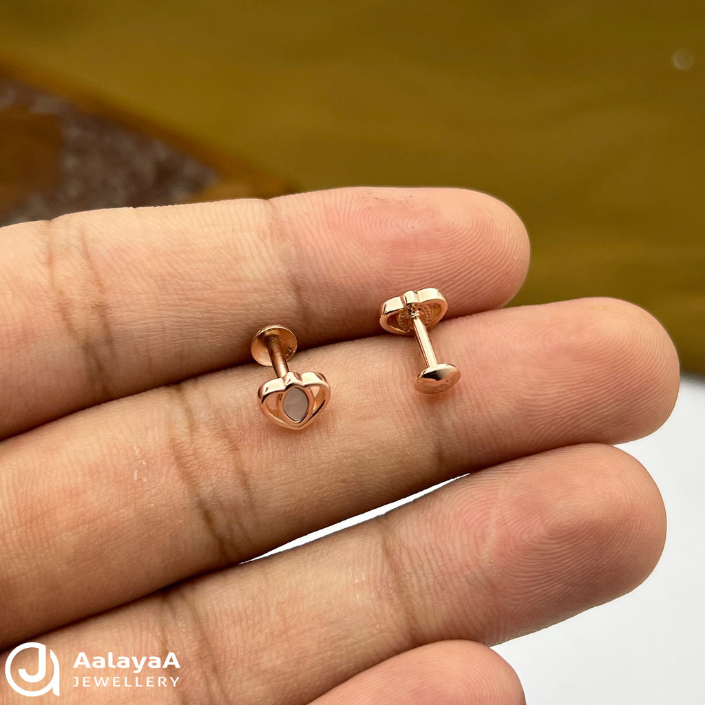 Silver Rose Gold Heart Layers Earings