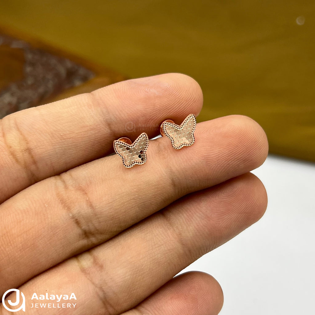 Silver Rose Gold Butterfly Drop Earings