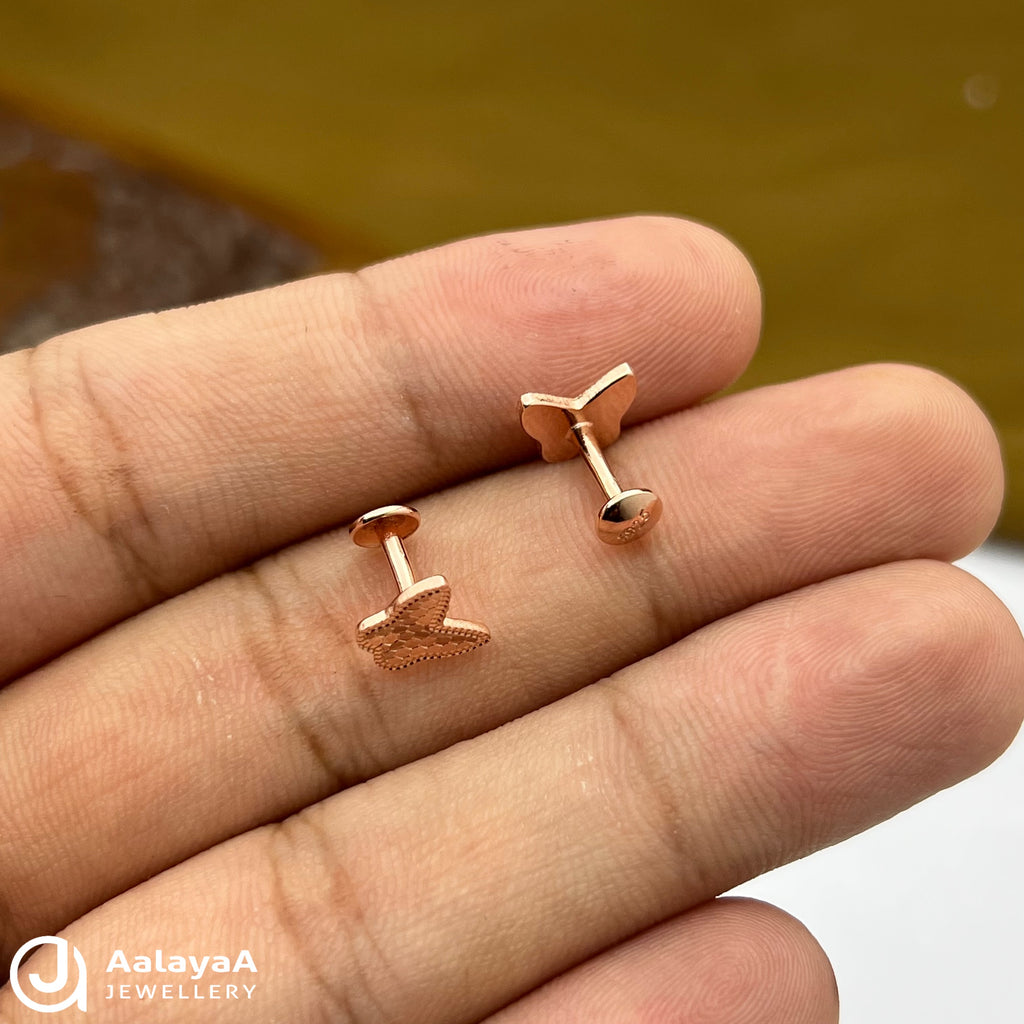 Silver Rose Gold Butterfly Drop Earings