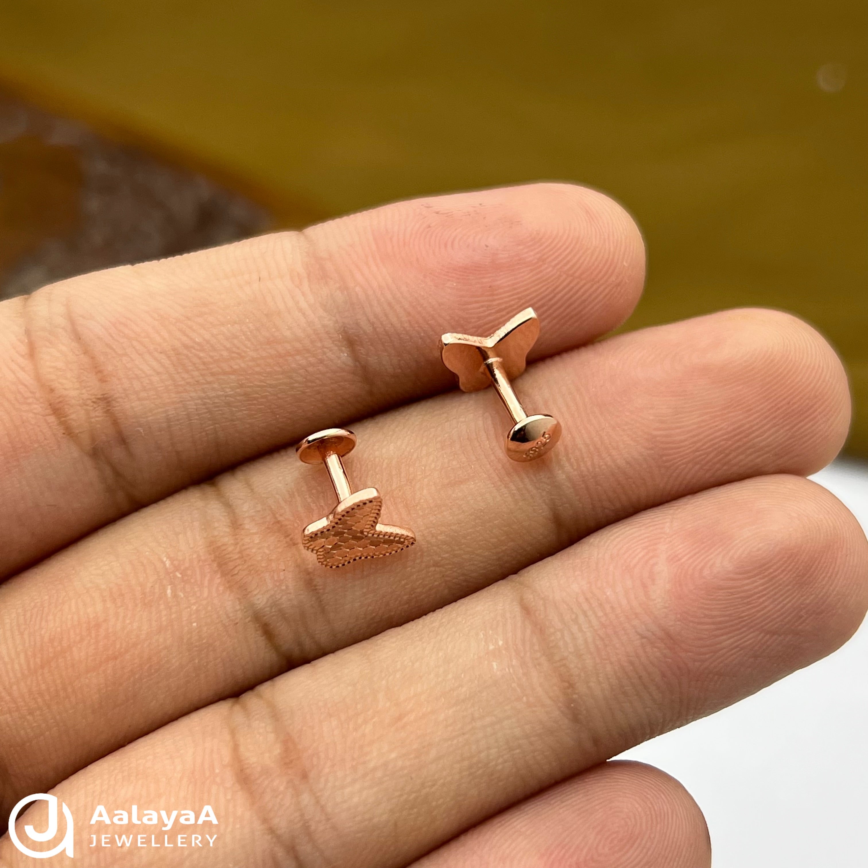 Silver Rose Gold Butterfly Drop Earings