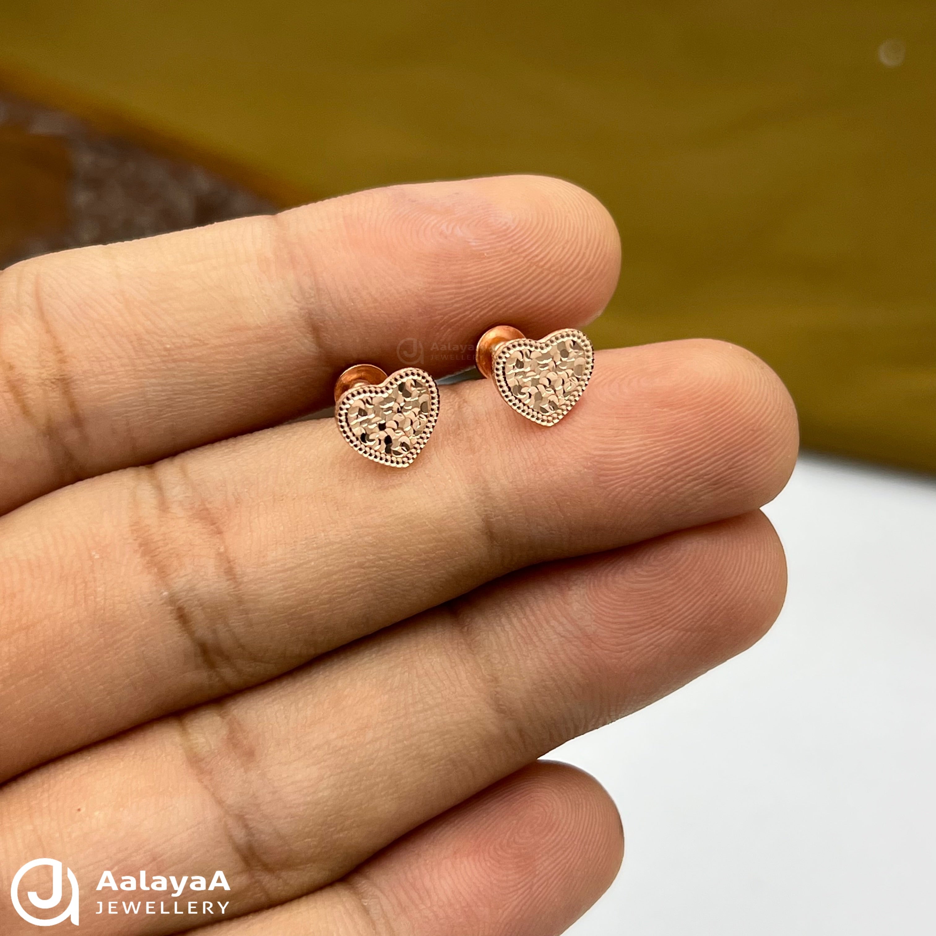 Silver Rose Gold Heart Spark Earings