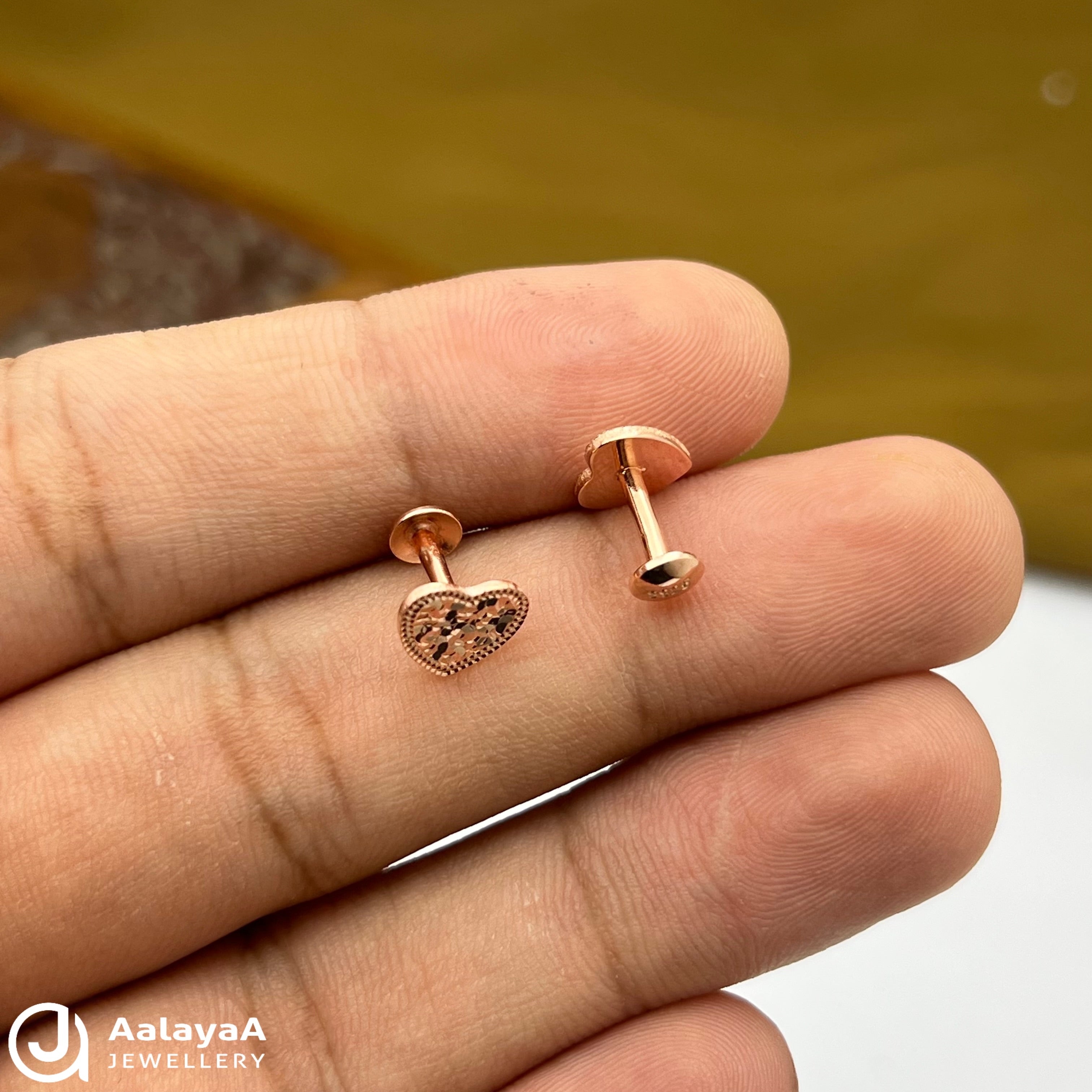 Silver Rose Gold Heart Spark Earings