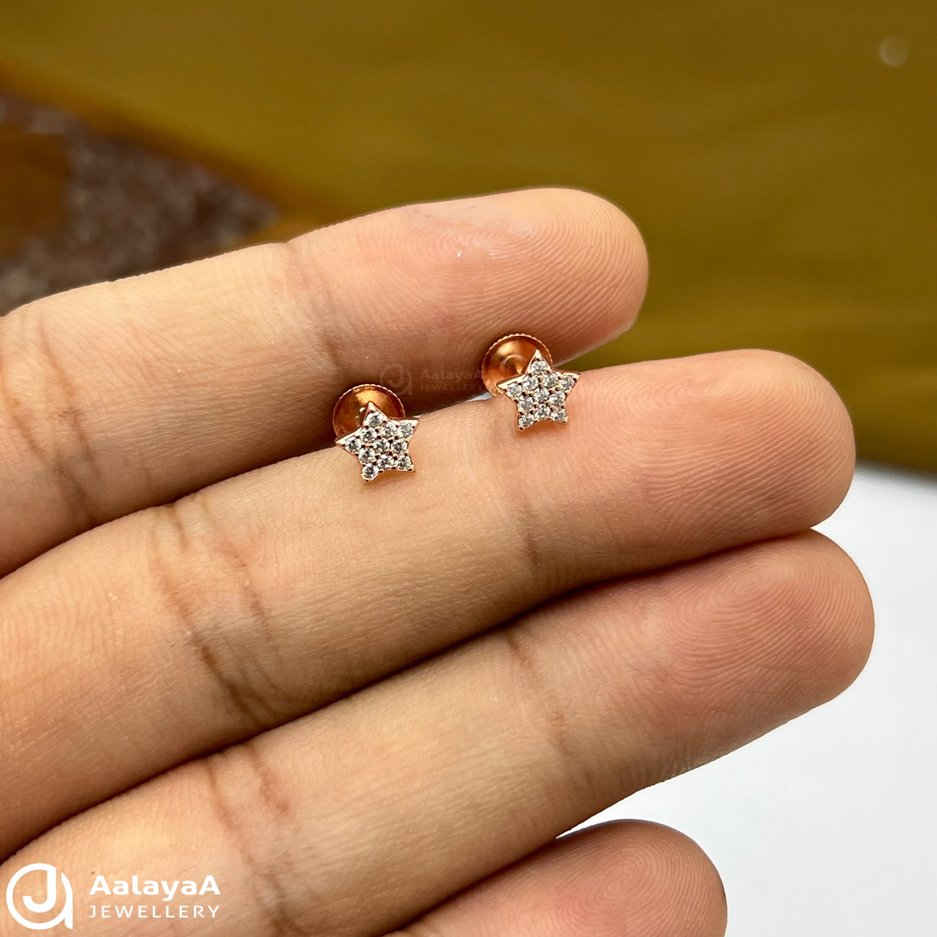 Silver Rose Gold Little Star Earings