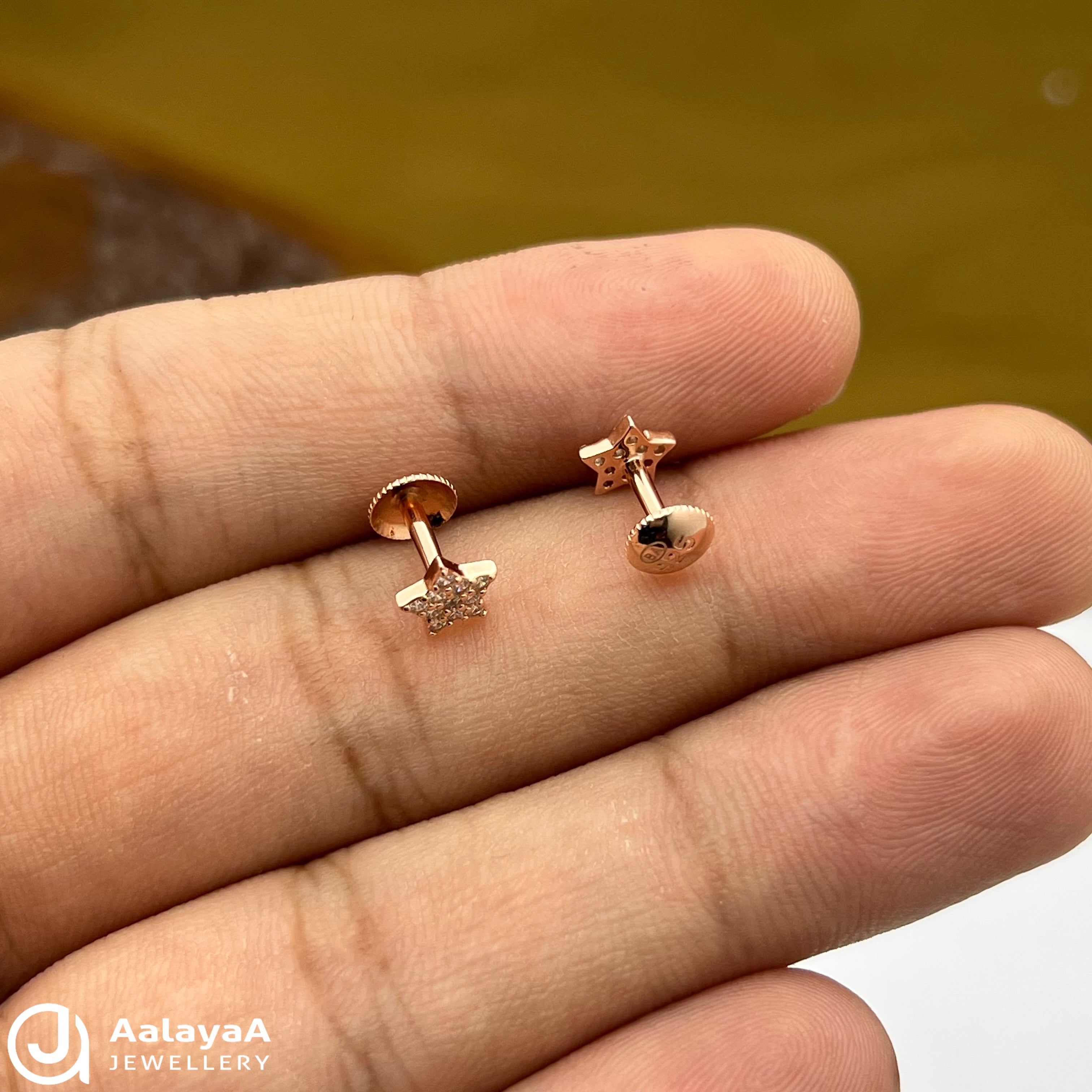 Silver Rose Gold Little Star Earings