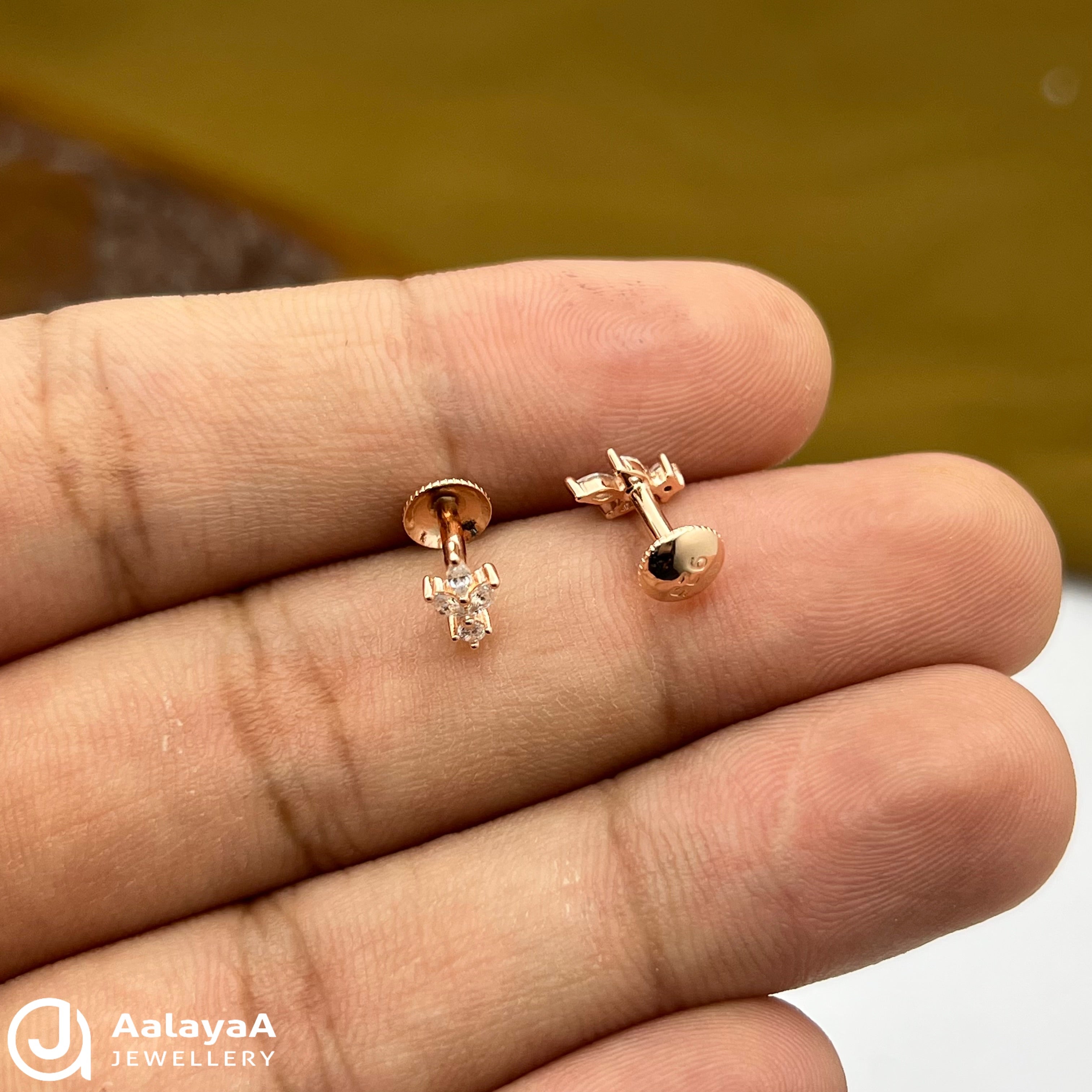 Silver Rose Gold Snowstone Earings