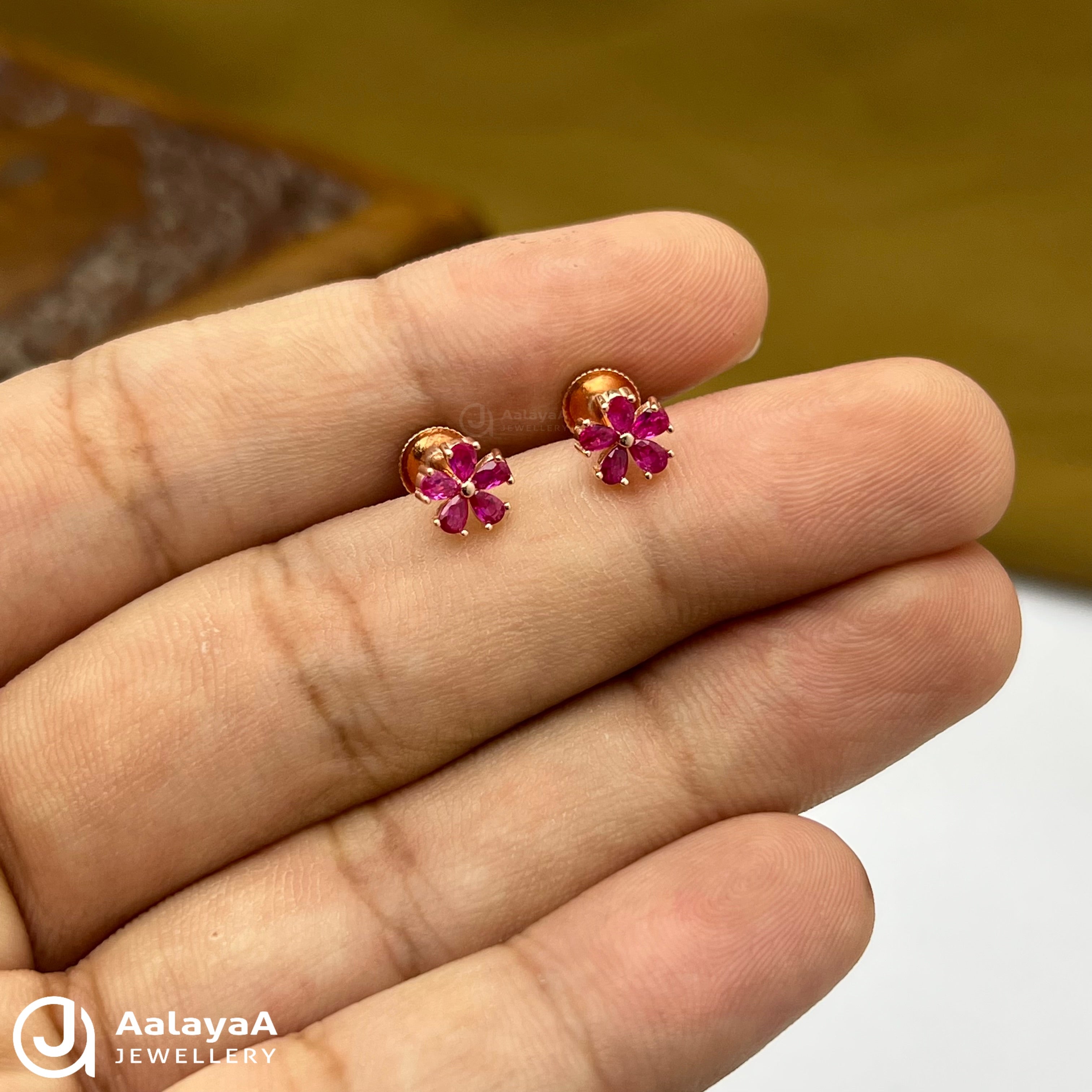 Silver Rose Gold Blush Flower Earings