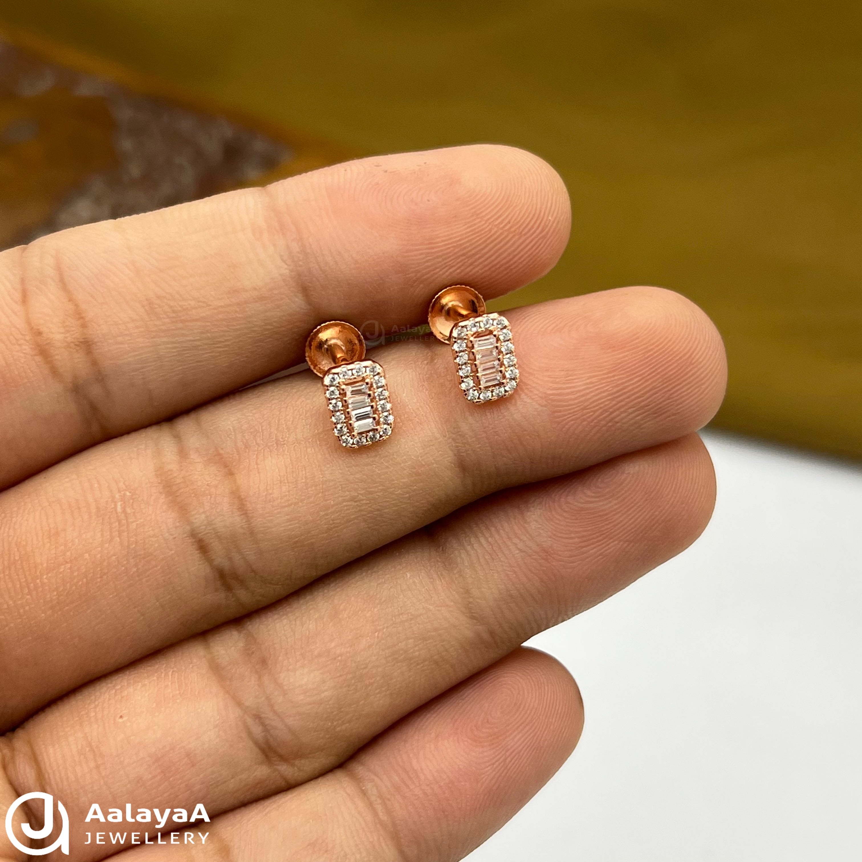 Silver Rose Gold Steps Earings