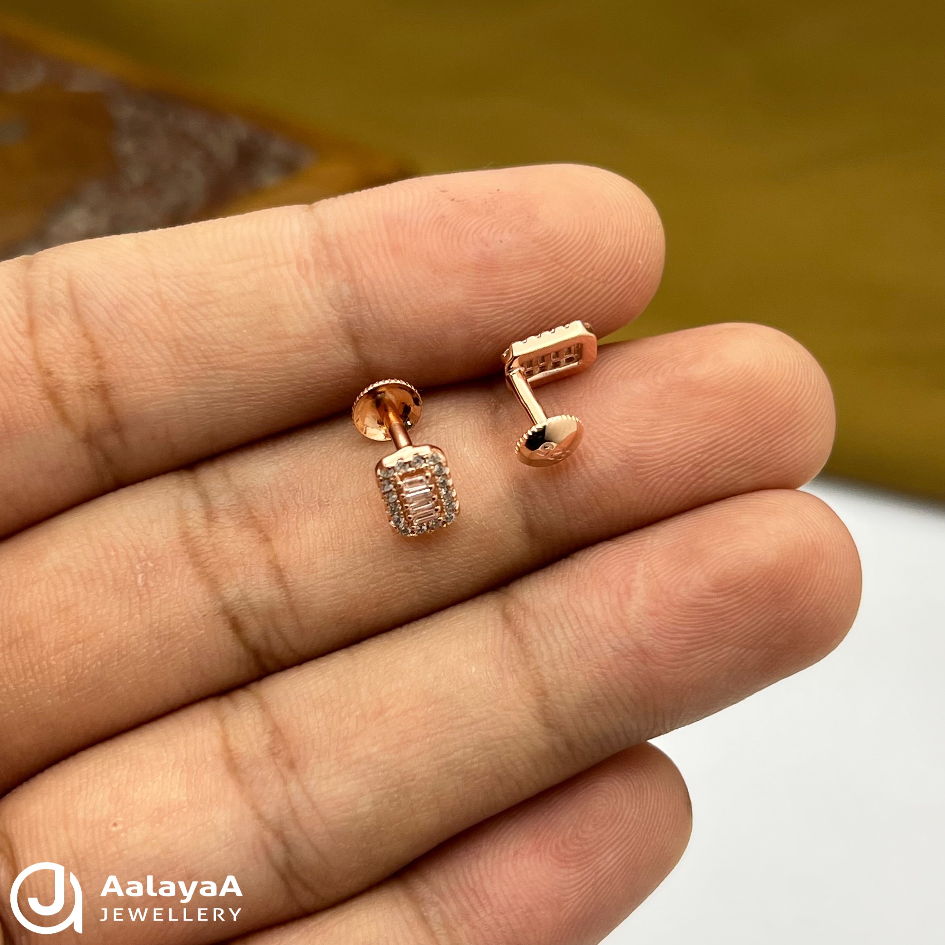 Silver Rose Gold Steps Earings