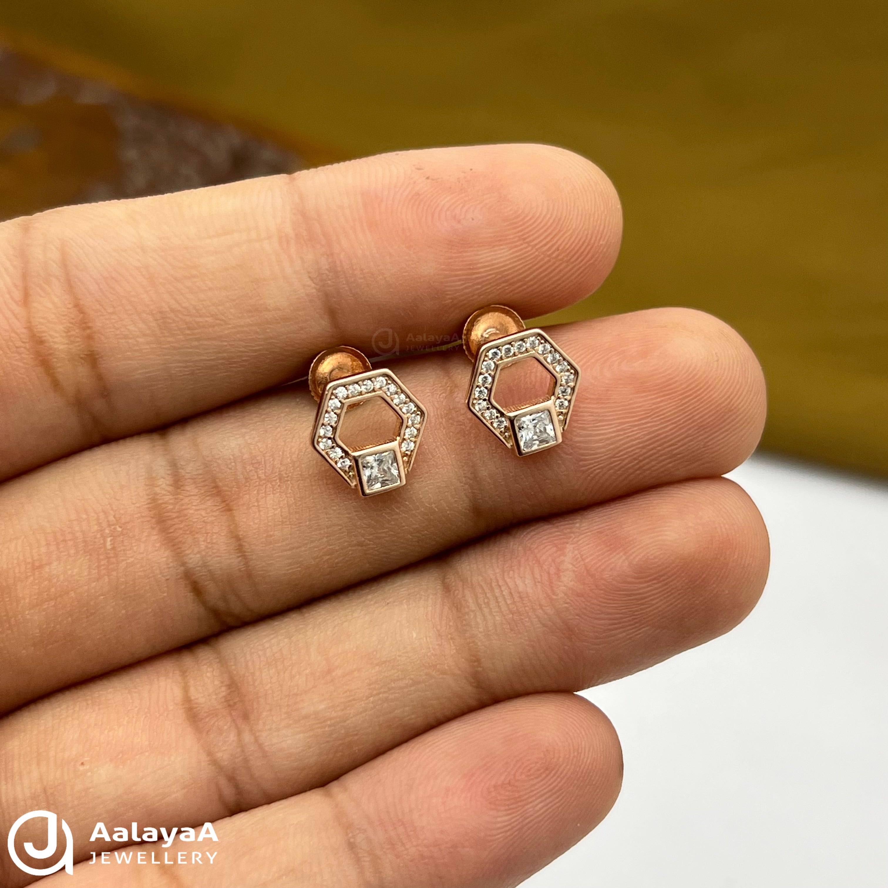 Silver Rose Gold Healing Stone Earrings