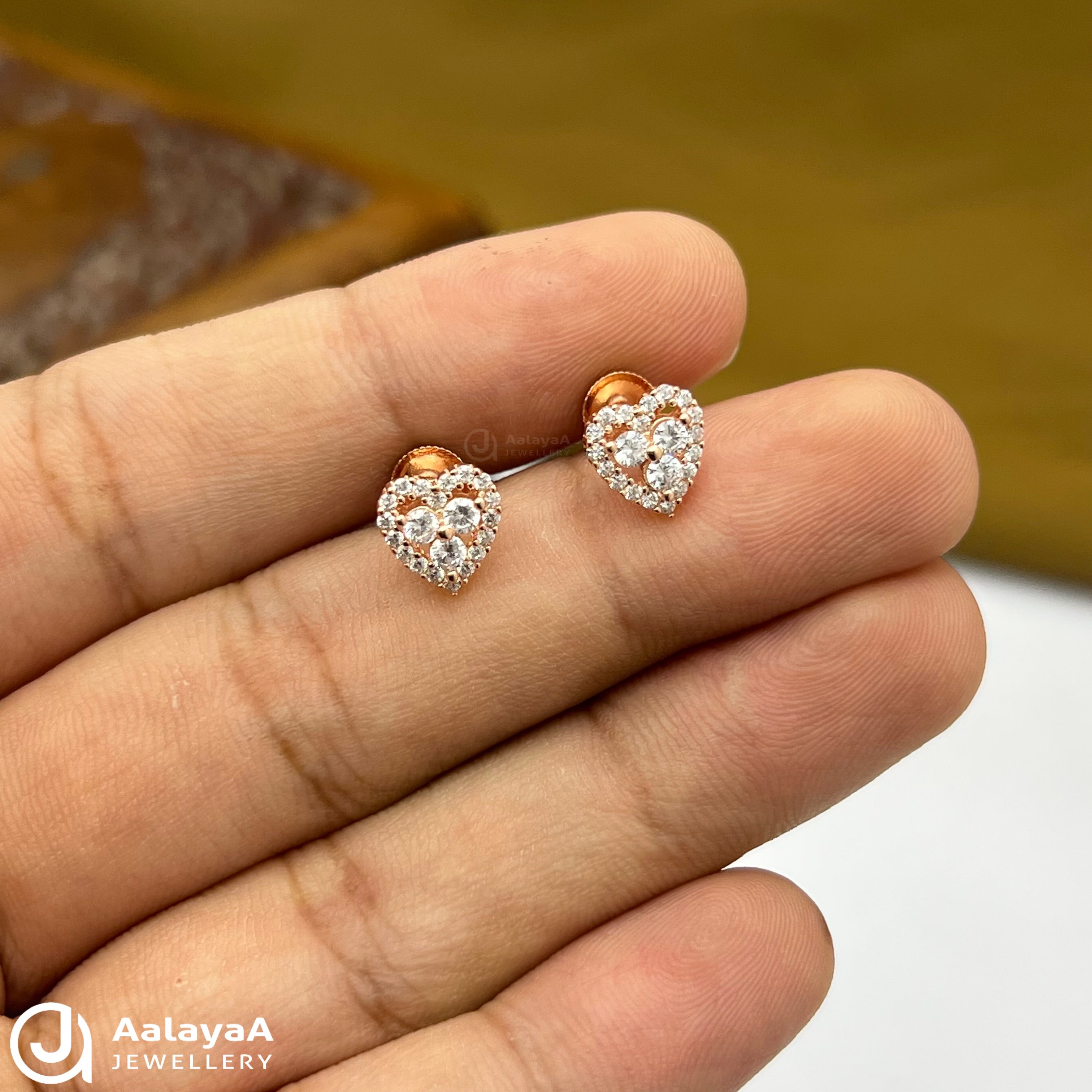 Silver Rose Gold Trio Heart Earings