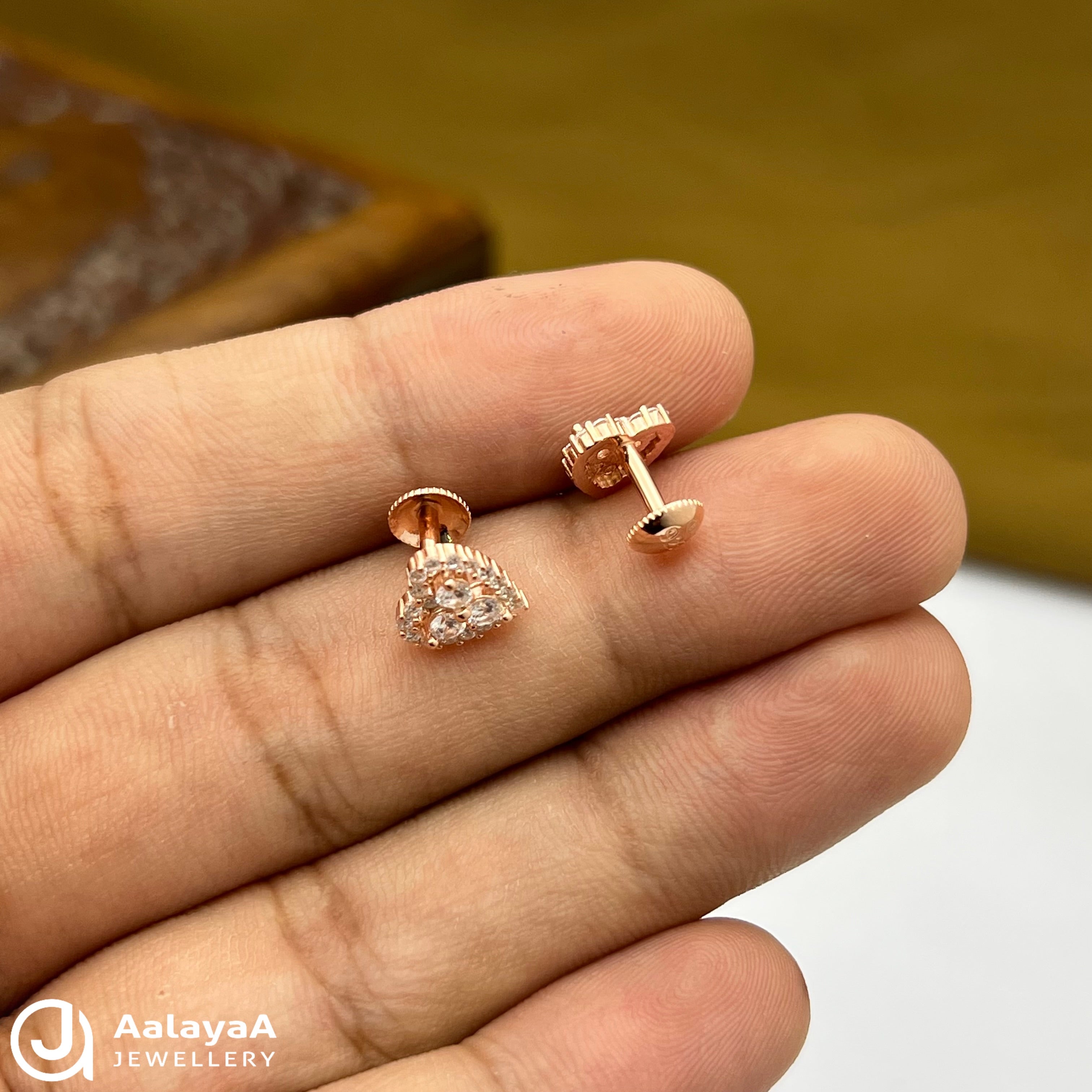 Silver Rose Gold Trio Heart Earings