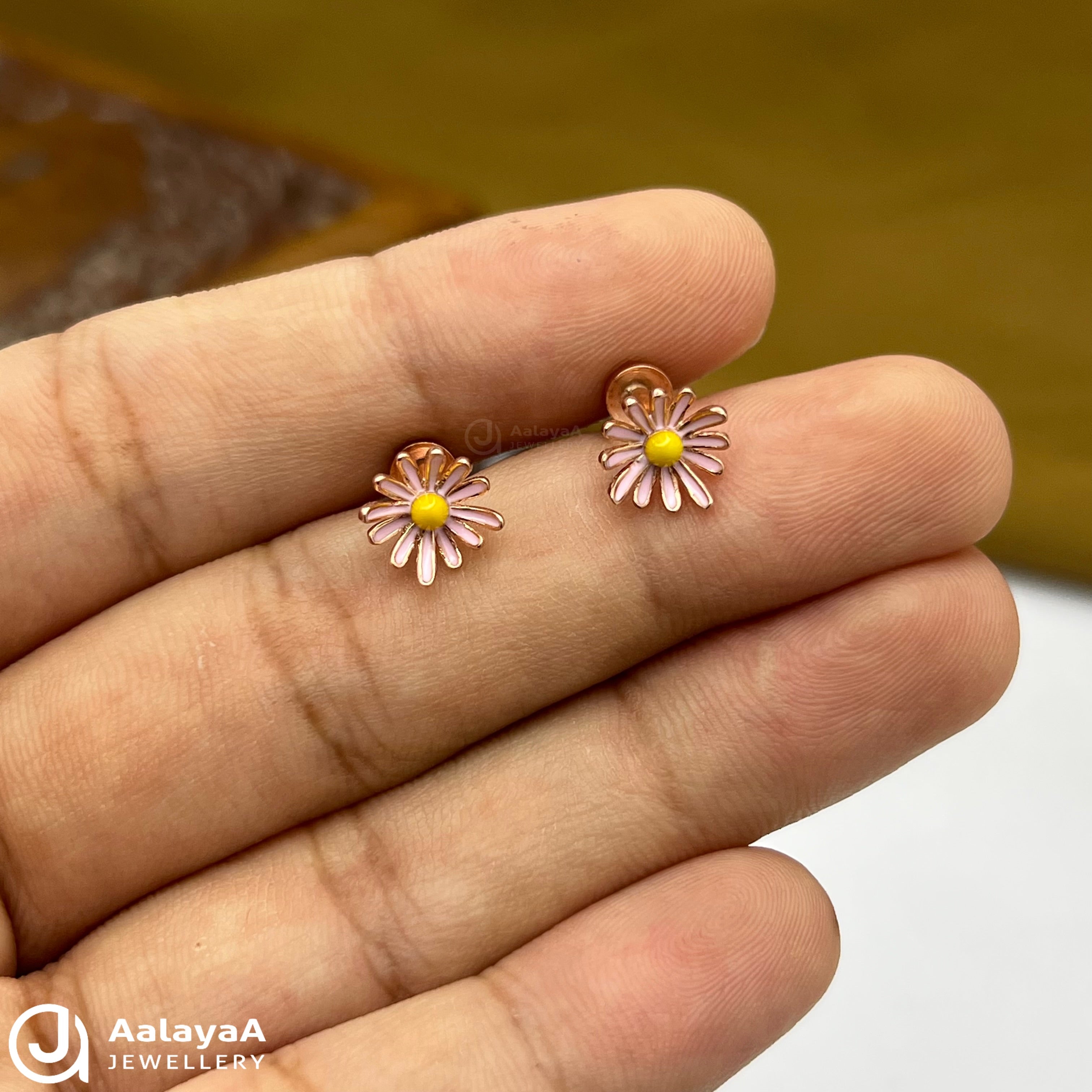 Silver Rose Gold Pink Lilly Earings