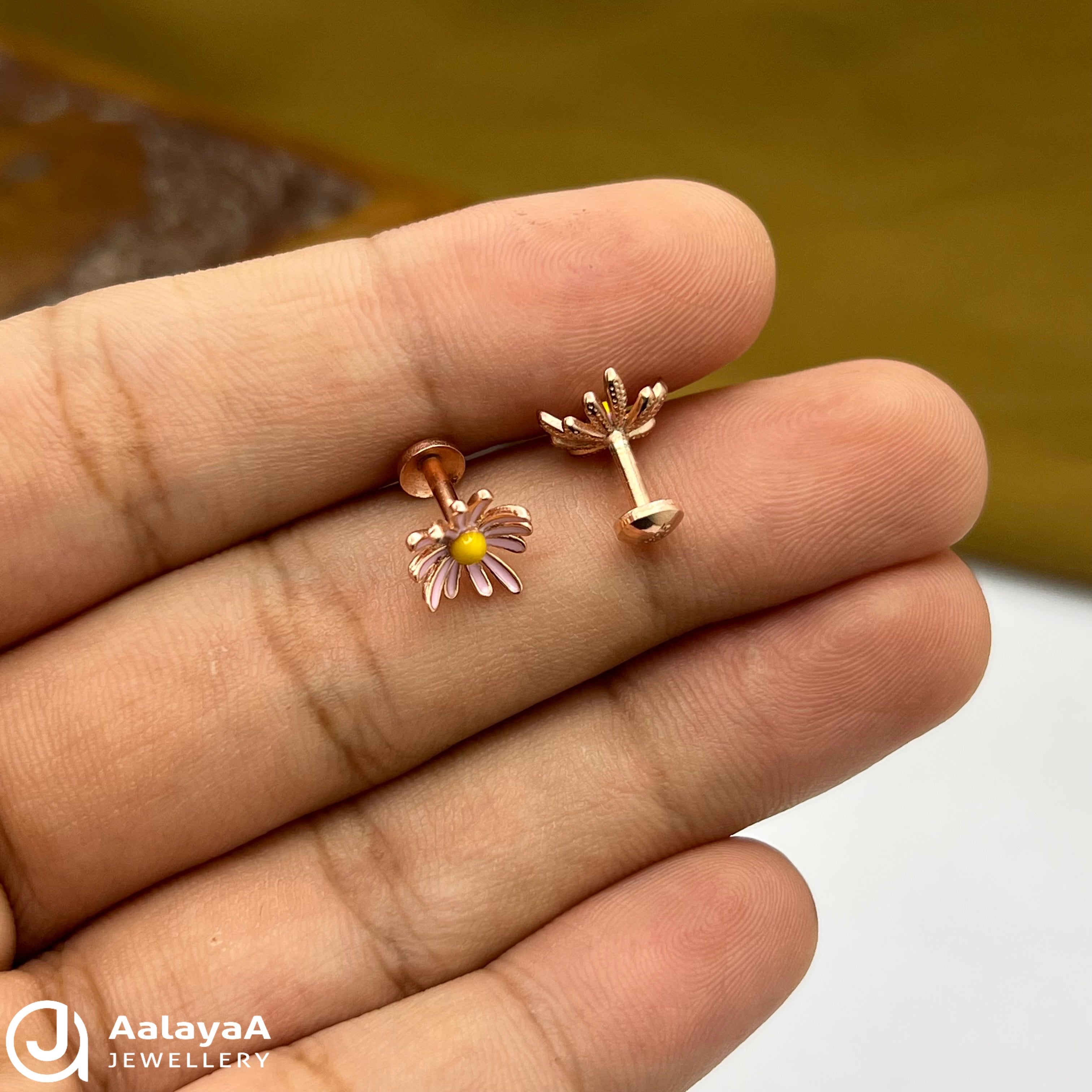 Silver Rose Gold Pink Lilly Earings